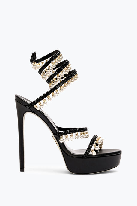 CHANDELIER BLACK PLATFORM SANDAL WITH PEARLS 130 CHANDELIER BLACK PLATFORM SANDAL WITH PEARLS 130