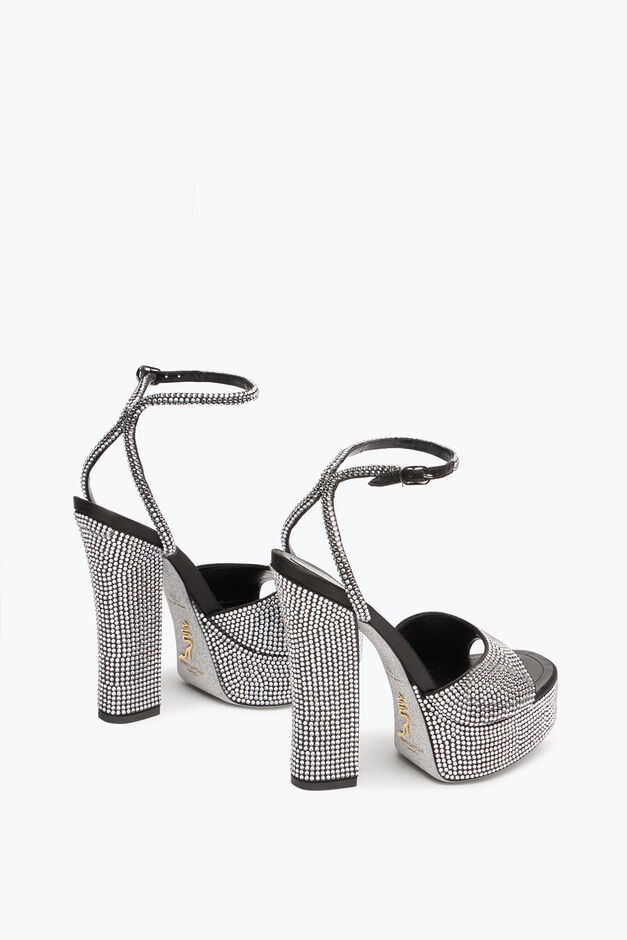 HELSA BLACK PLATFORM SANDAL WITH CRYSTALS 140