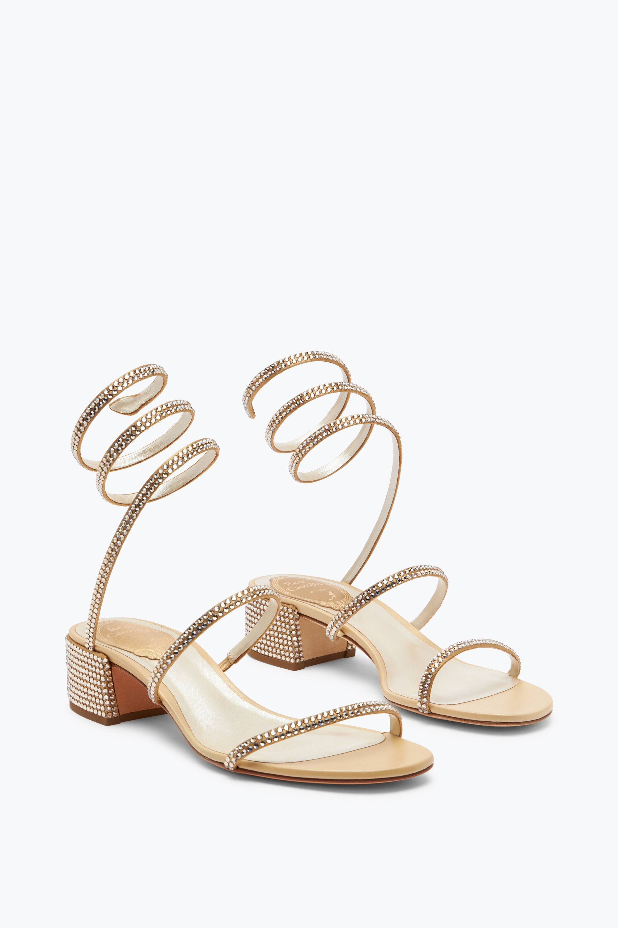 Jeweled Elegant Beige Sandals Cleo Rene Caovilla