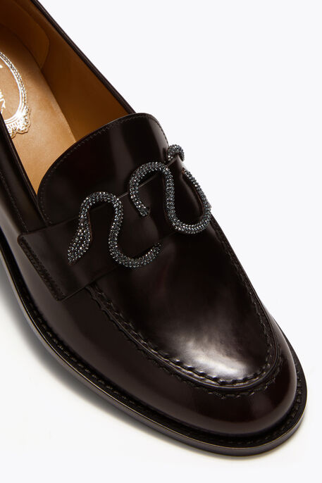 MORGANA DARK BROWN LOAFER WITH CRYSTALS 20
