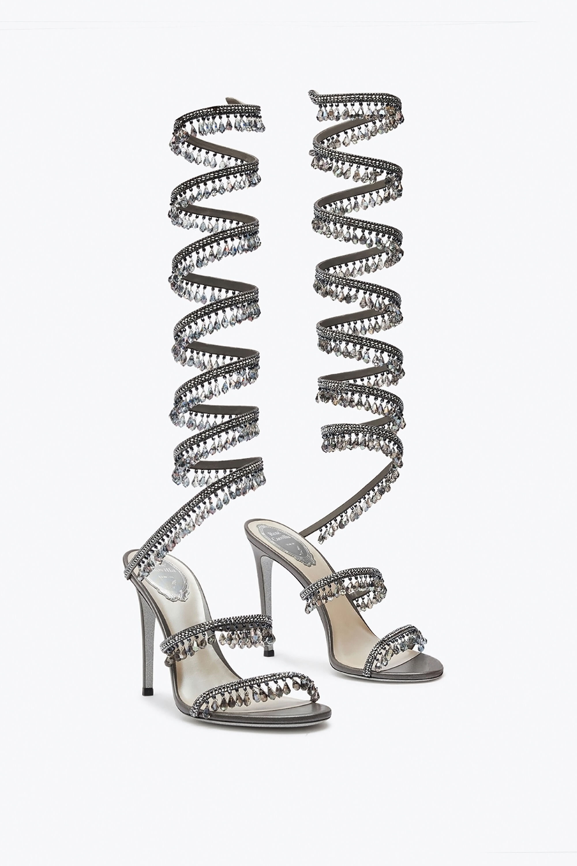 Jeweled Chandelier Crystal Light Grey Sandal 105 Rene Caovilla