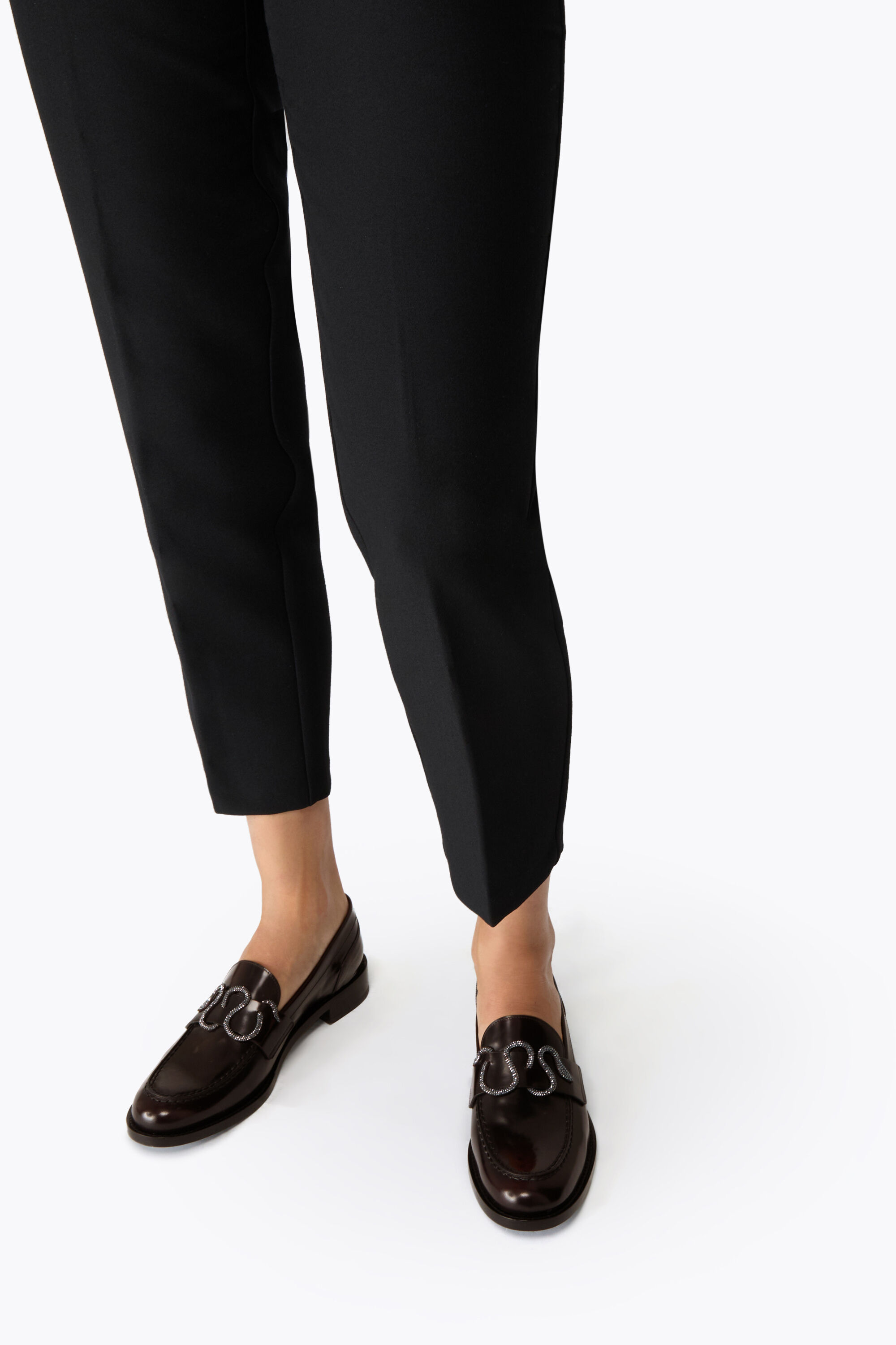 Jeweled MORGANA DARK BROWN LOAFER WITH CRYSTALS 20 | Rene