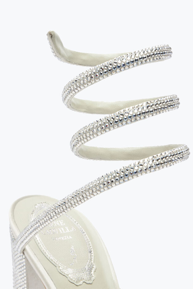 Cleo Crystal Silver Platform Sandal 130