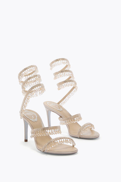 Jeweled CHANDELIER DOVE GREY SANDAL 80 | Rene Caovilla®