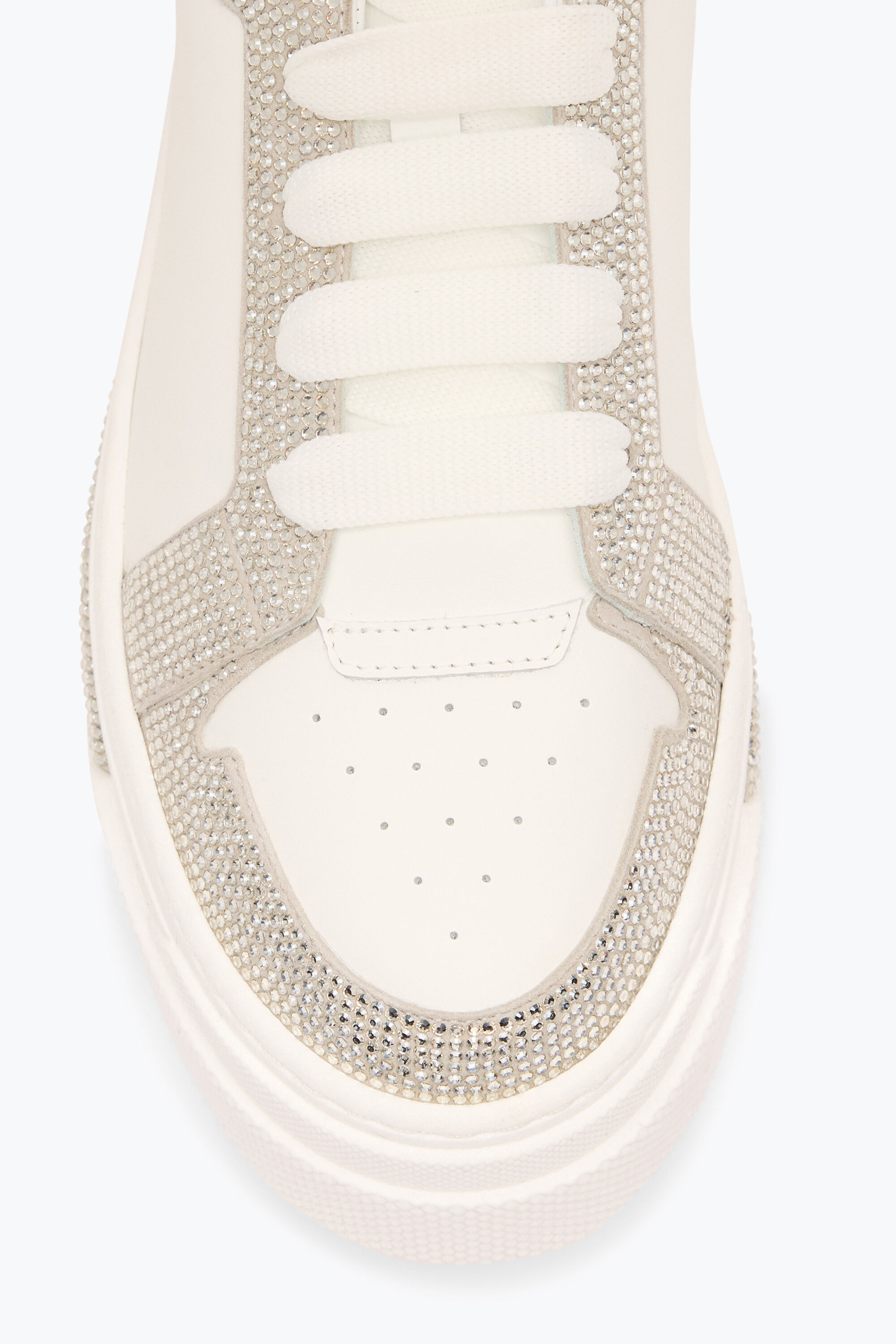 Jeweled XTRA WHITE-SILVER SNEAKER WITH CRYSTALS 50 | Rene