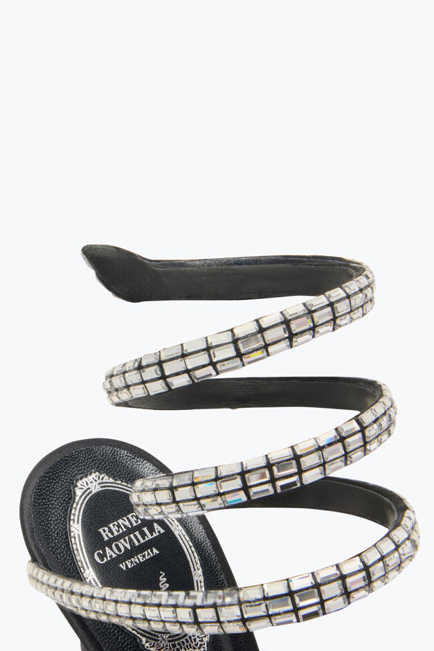 CLEO BLACK SANDAL WITH CRYSTAL BAGUETTE 105