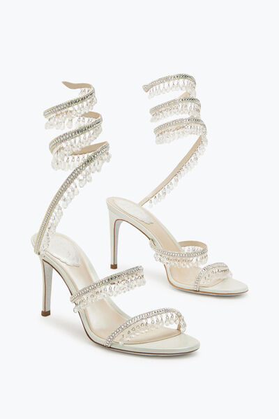 Sandales à Talons Hauts RENE CAOVILLA - Cuir Et Daim Doré - Pointure 9.5 US / 39.5 EU - Occasion