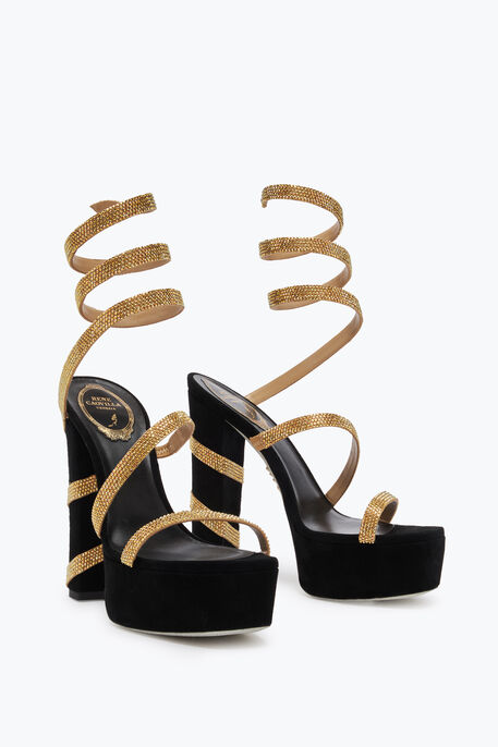 Margot Black And Gold Platform Sandal 130