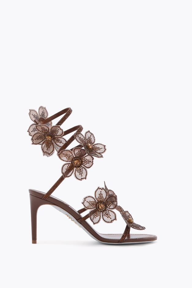 PEACH FLOWER BROWN SANDAL 80