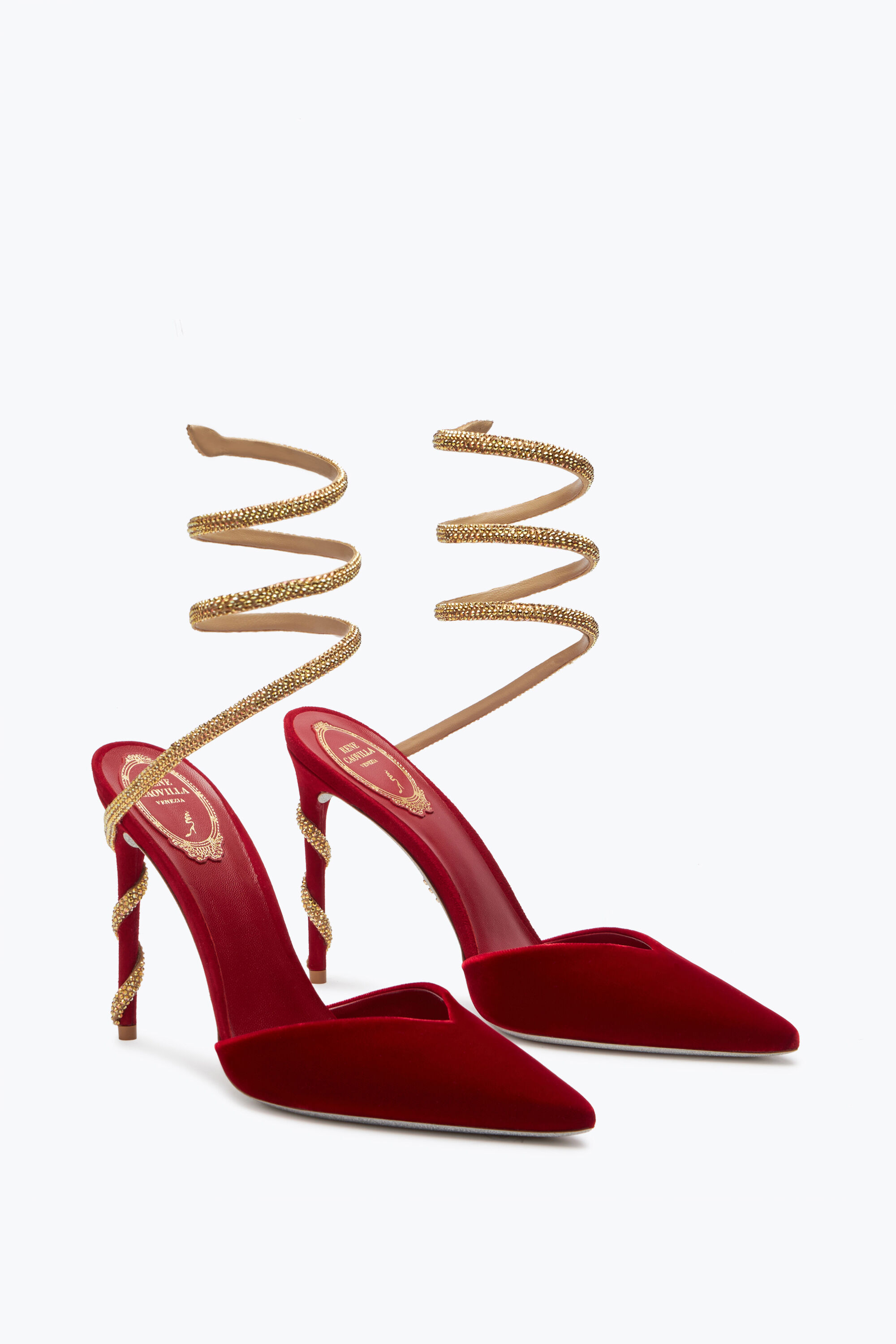 Escarpins Escarpin Margot Rouge Et Or 105 en Rouge pour Femme Rene Caovilla