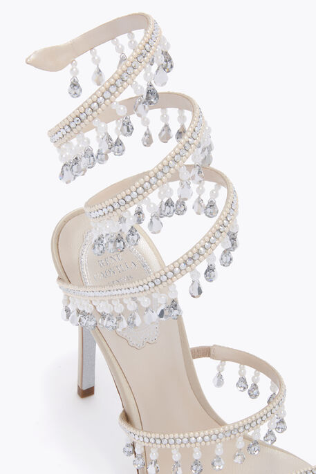CHANDELIER BEIGE SANDAL WITH PEARLS 105