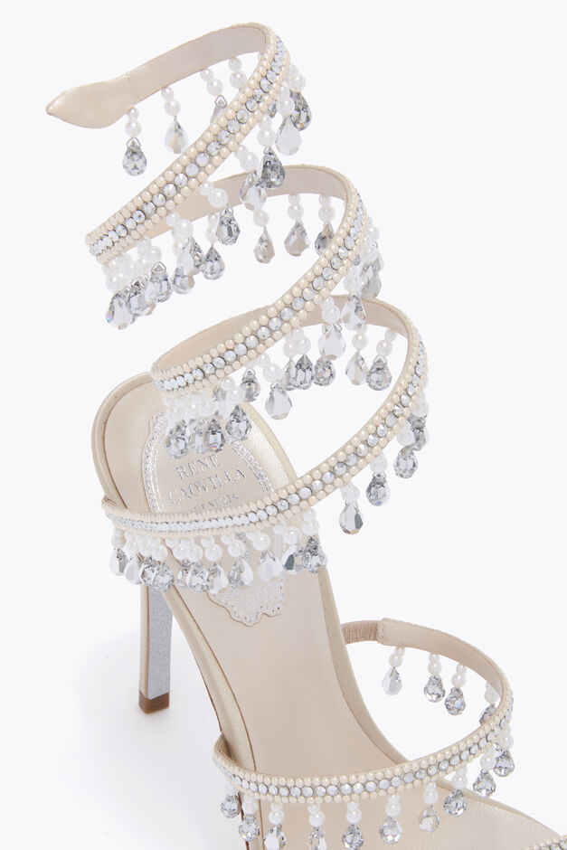 CHANDELIER BEIGE SANDAL WITH PEARLS 105