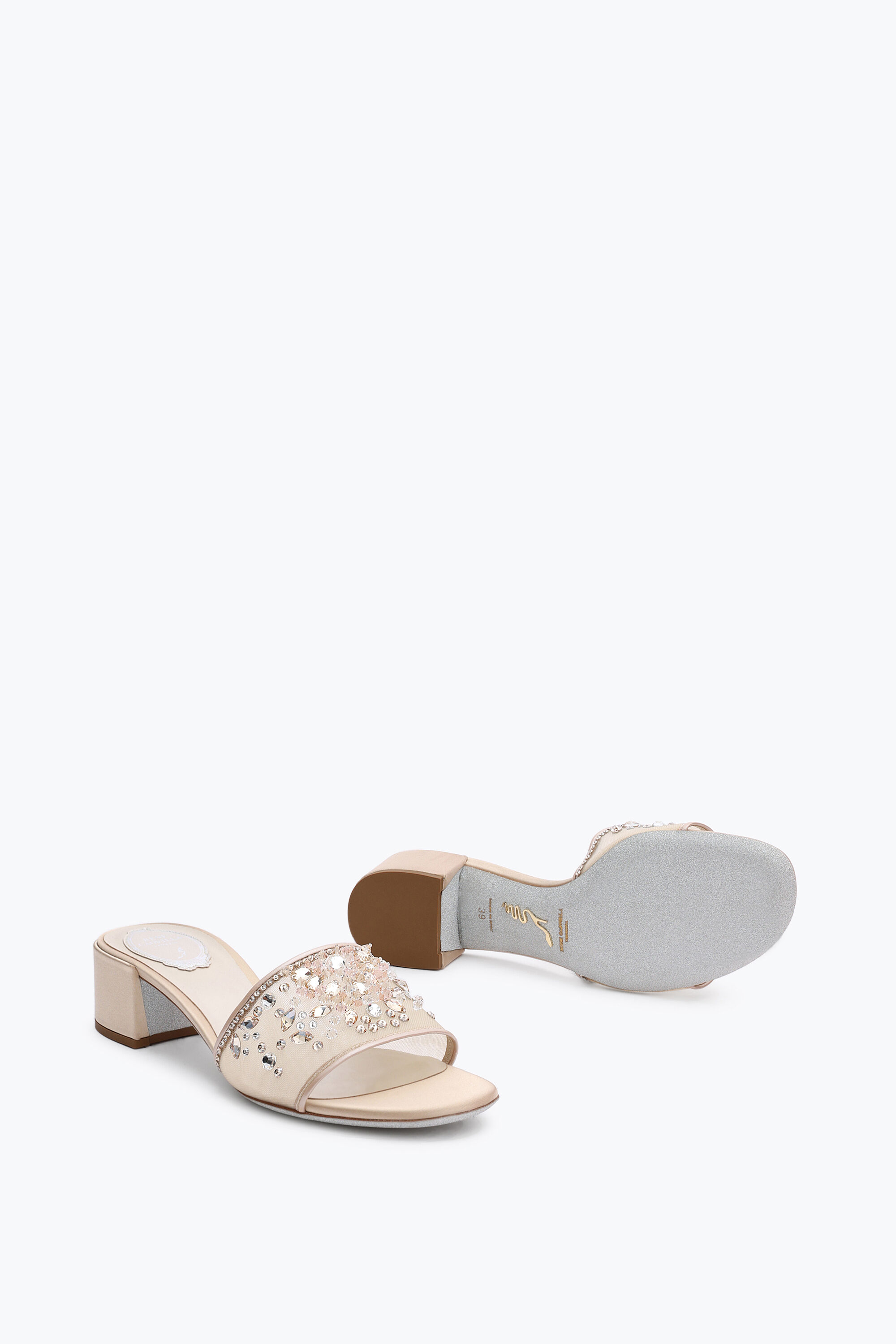 春早割 Jeweled Cinderella Nude Slider Sandal 40 | Rene Caovilla® 靴