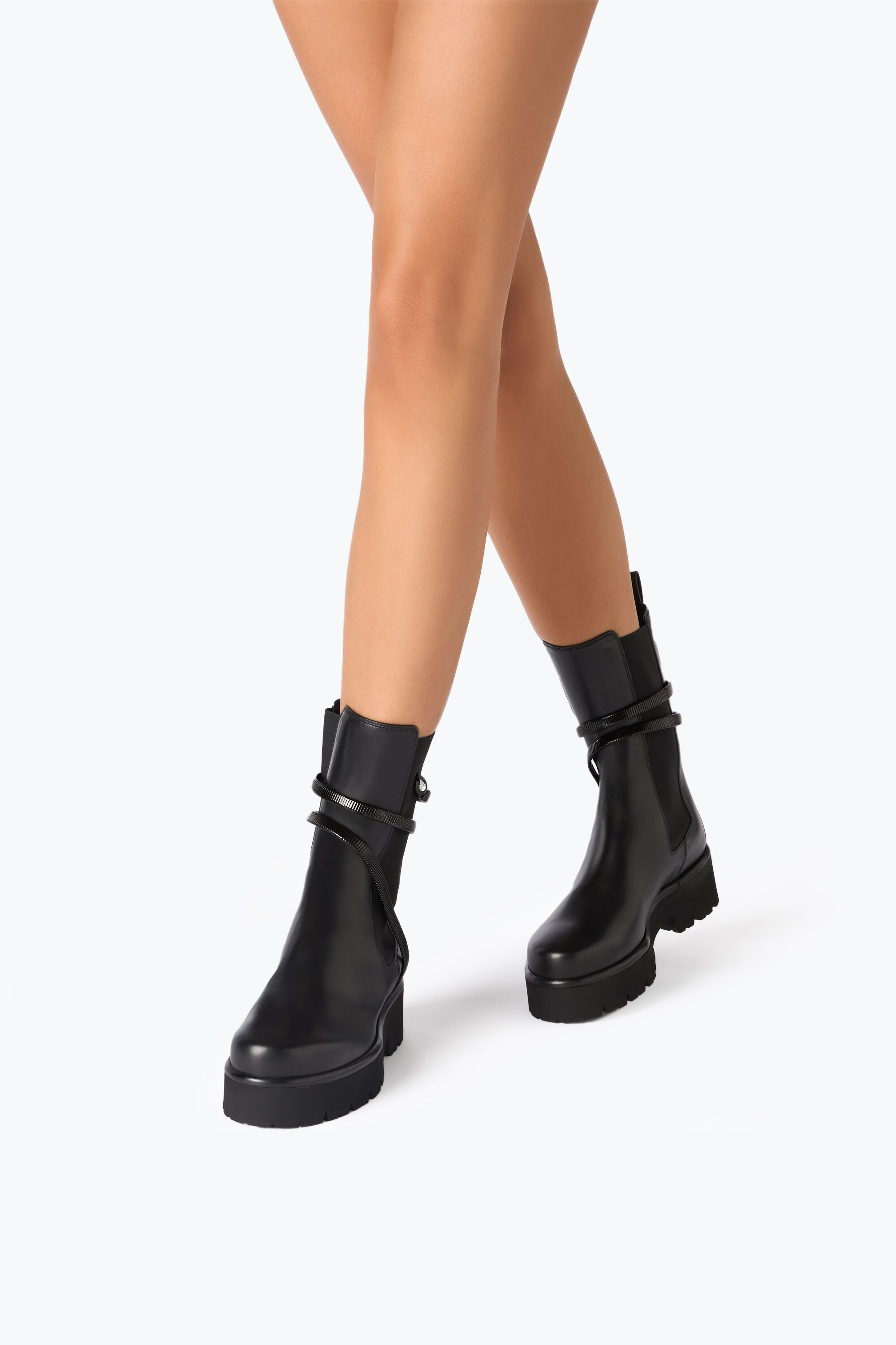 Jeweled Juniper Black Biker Boot 45 Rene Caovilla