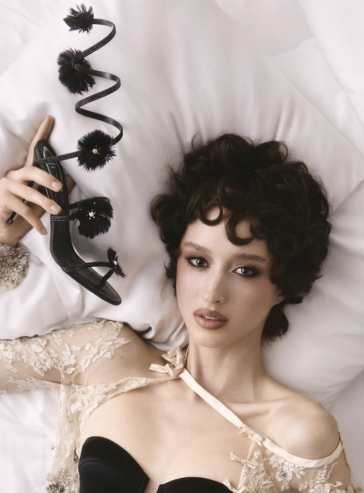 Jeweled Caterina Honey And Black Sandal 80 | Rene Caovilla®