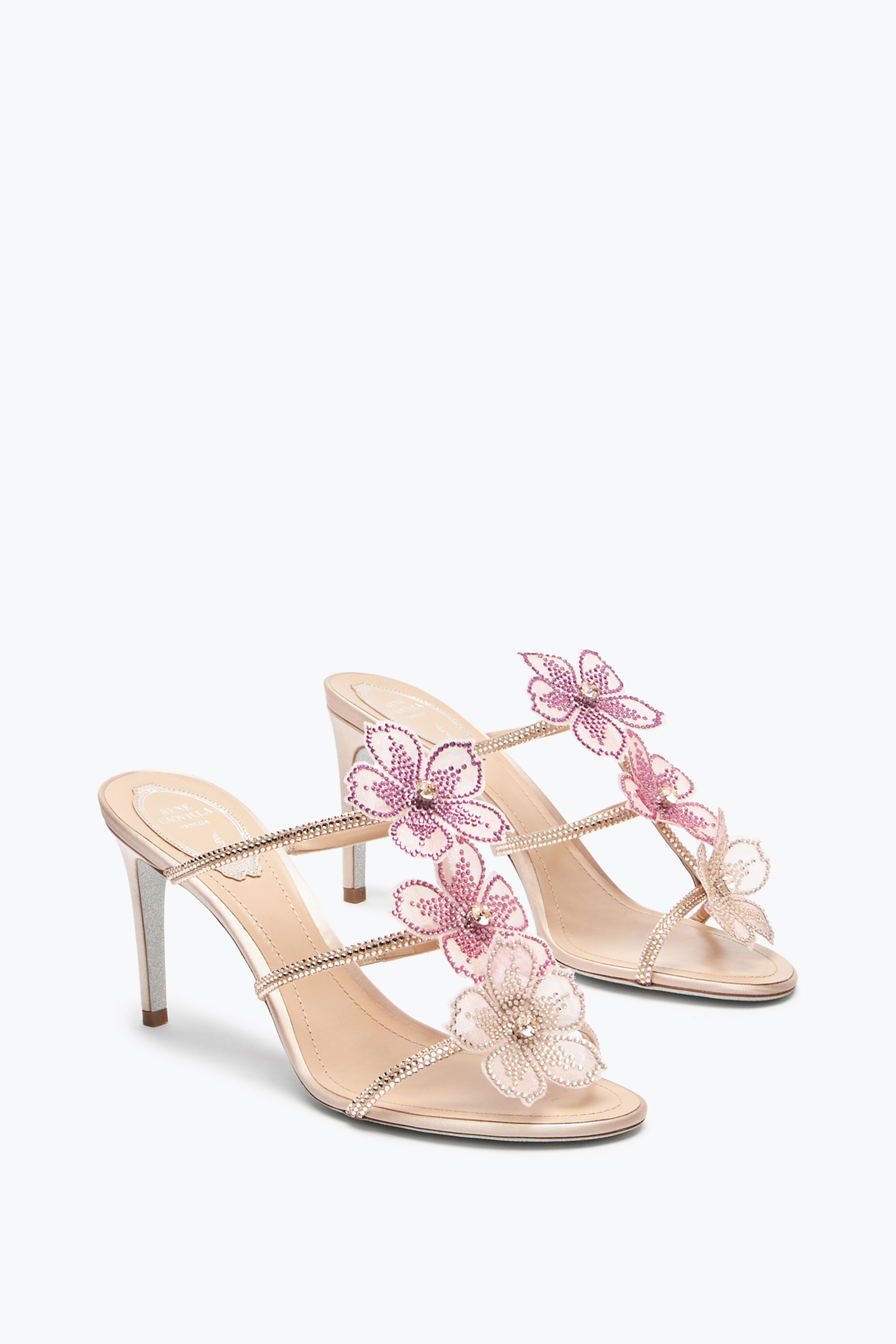  Ren&eacute; Caovilla Ren&eacute; Caovilla Peach Flower Mule In Rosa 80 Frau  Pink 