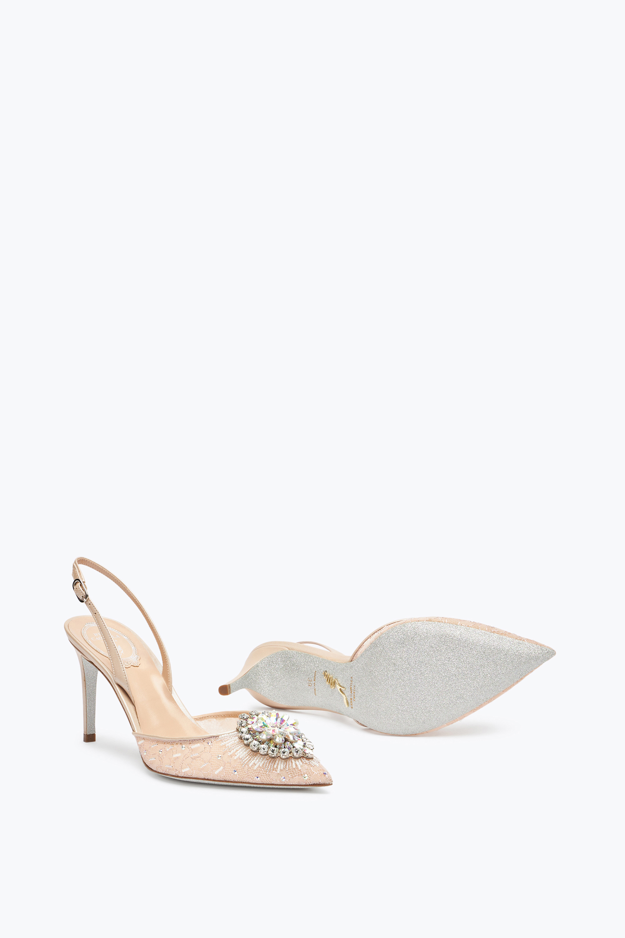 René Caovilla Barbara Nude Slingback 80