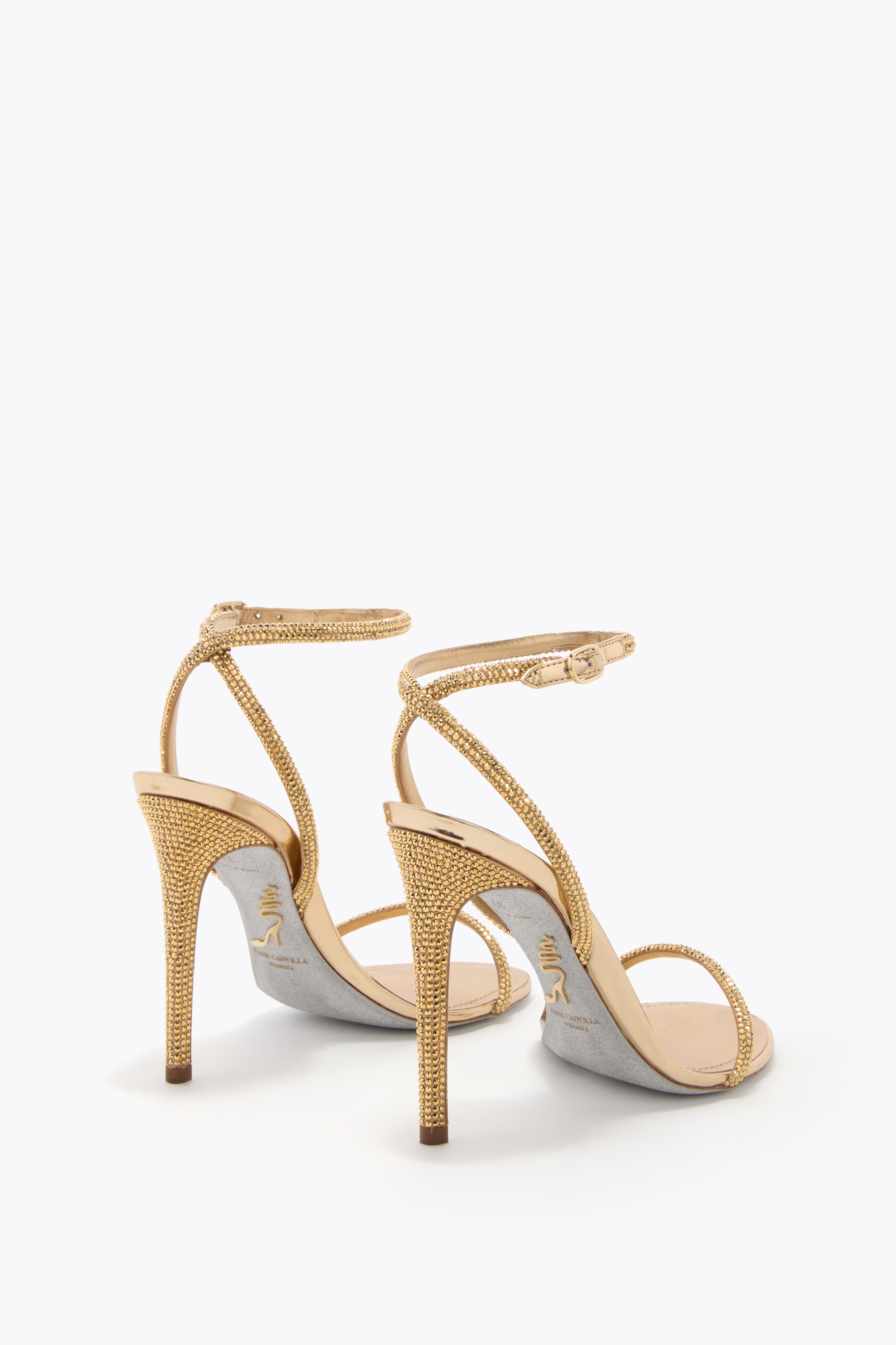 René Caovilla Ellabrita Embellished-strap Heeled Sandals In Gold