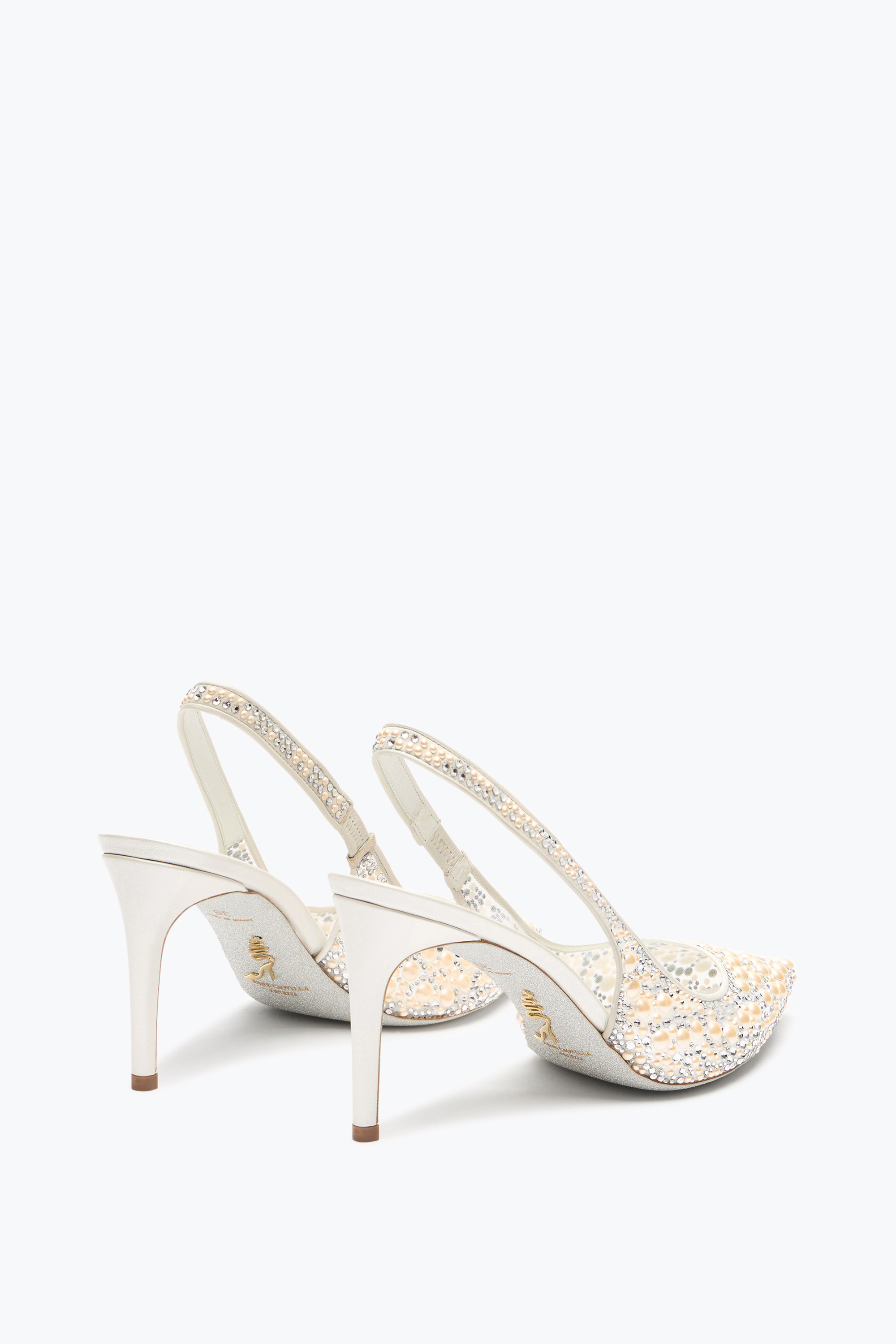  Ren&eacute; Caovilla Ren&eacute; Caovilla Pearl Slingback In Weiss 80 Frau  Weiss 