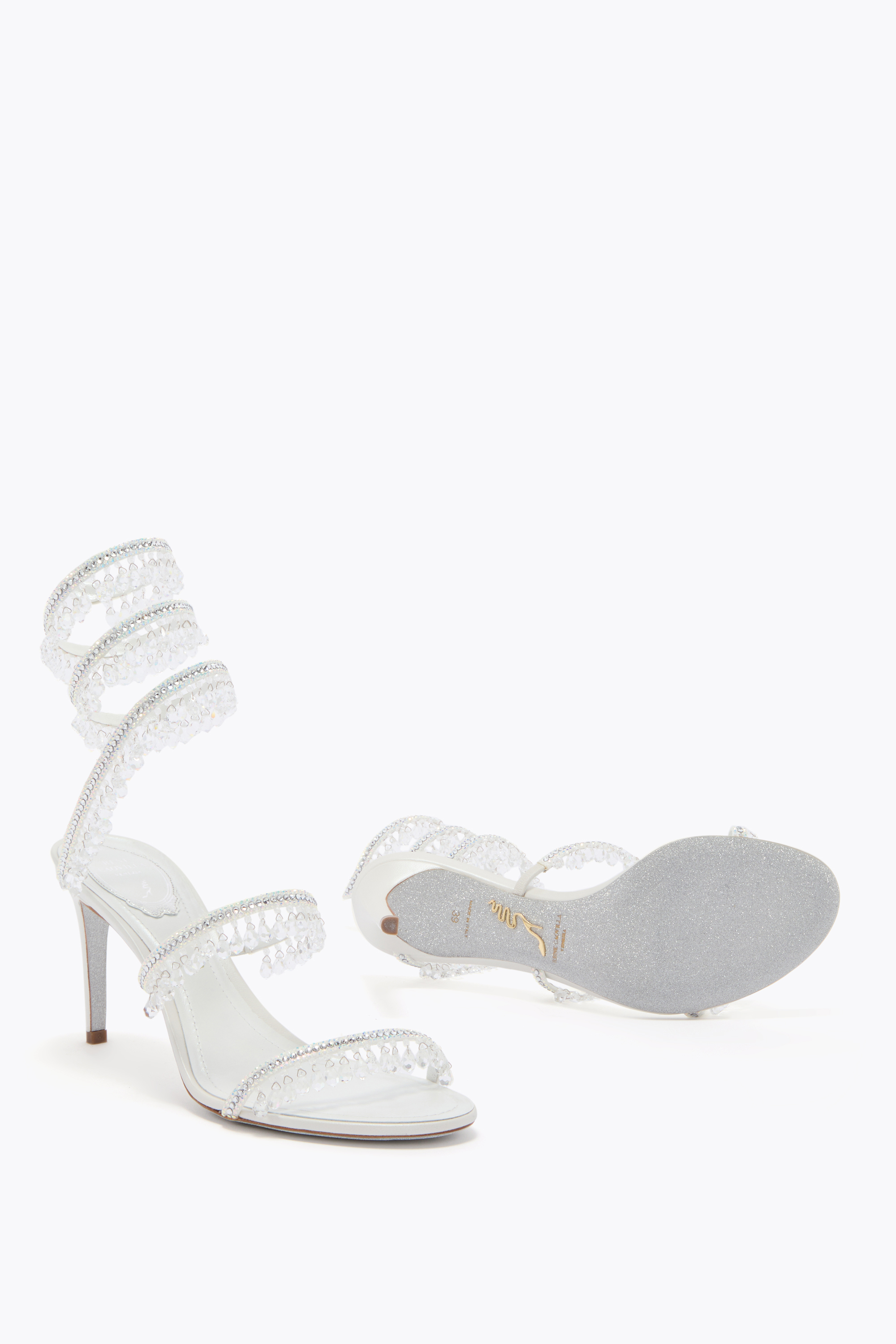 René Caovilla Chandelier White Sandal 80 In White
