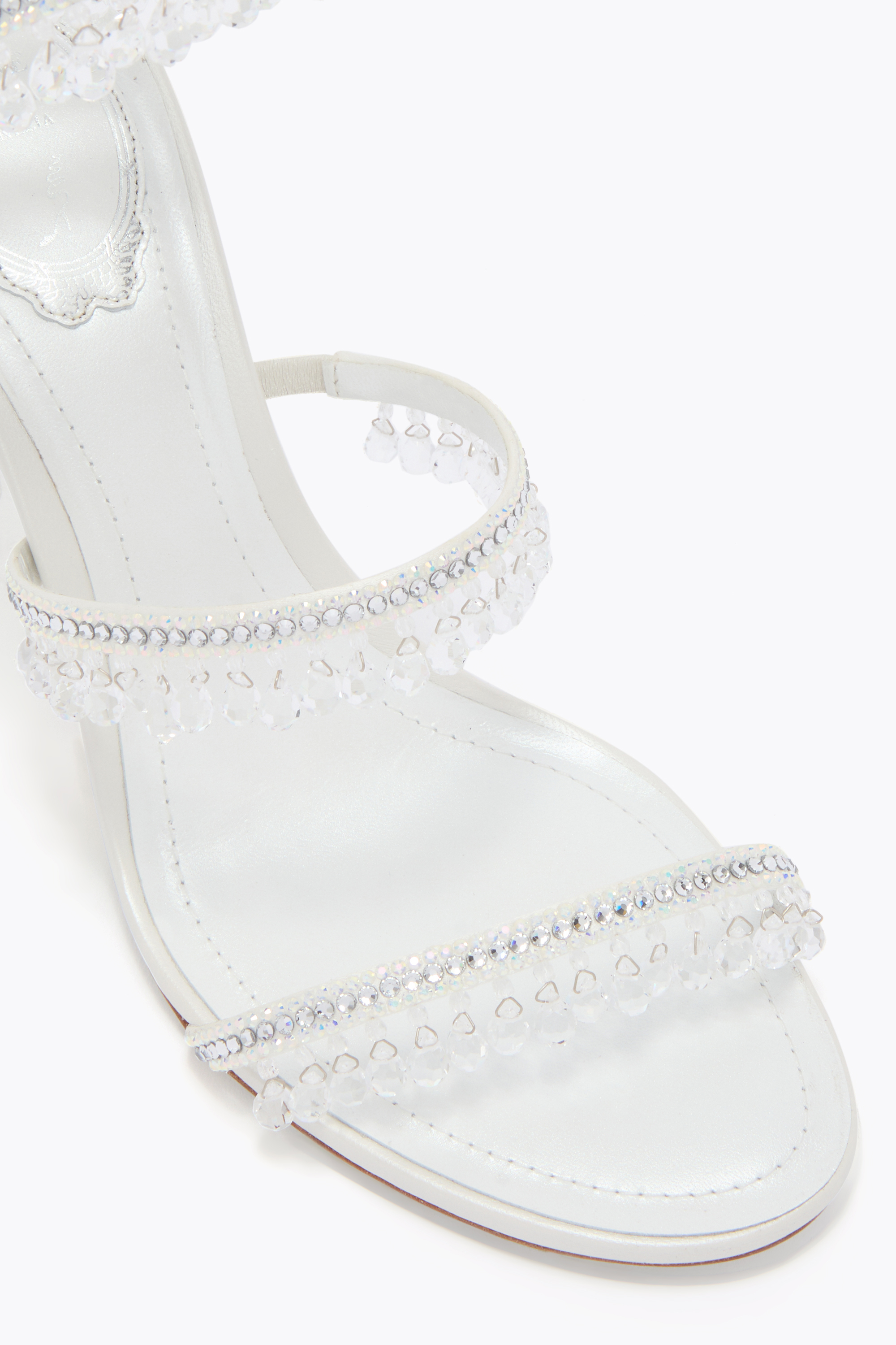 René Caovilla Chandelier White Sandal 80 In White