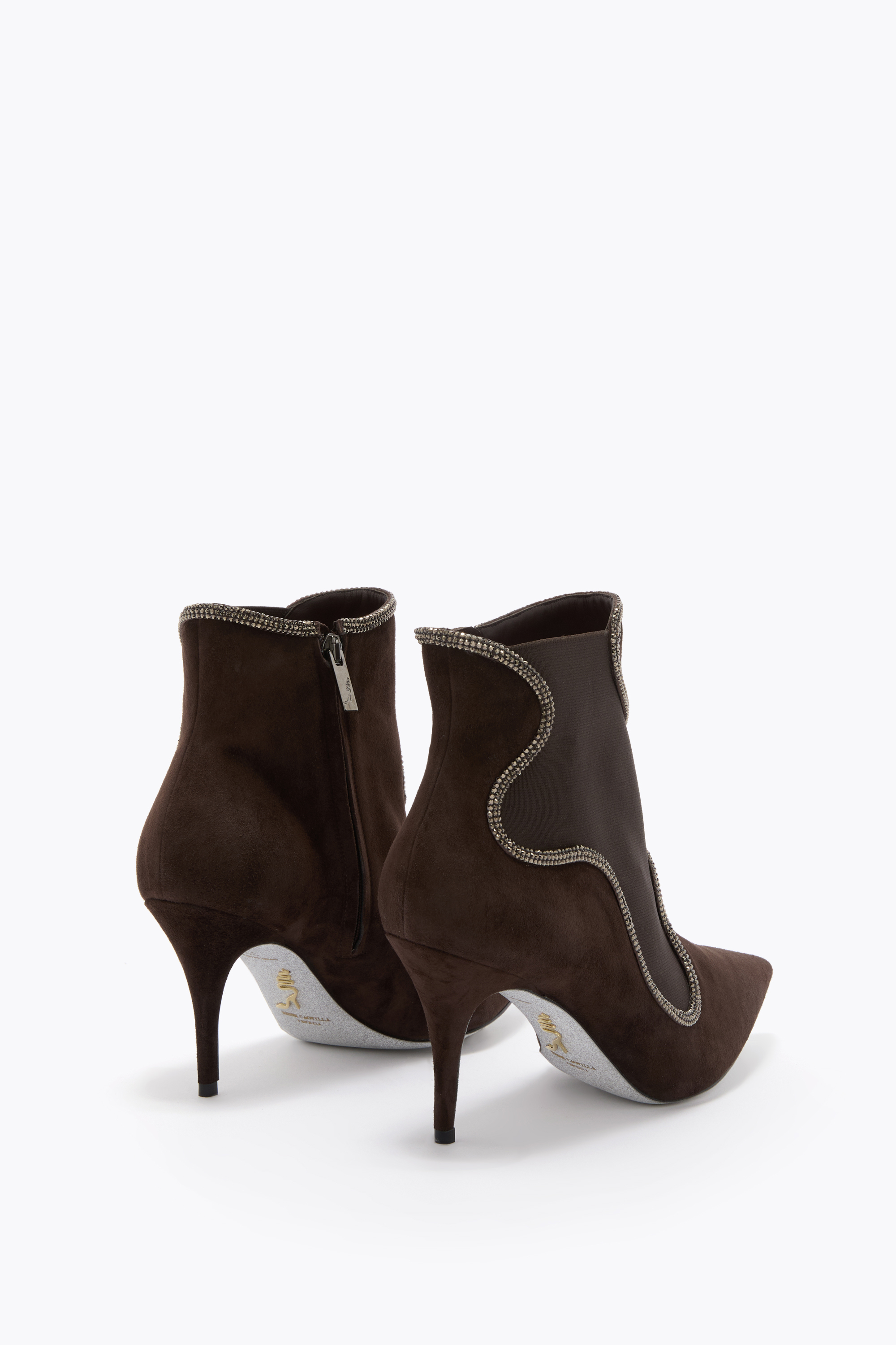  Ren&eacute; Caovilla Ren&eacute; Caovilla Onda Brown Ankle Boot 80 Woman  Brown 