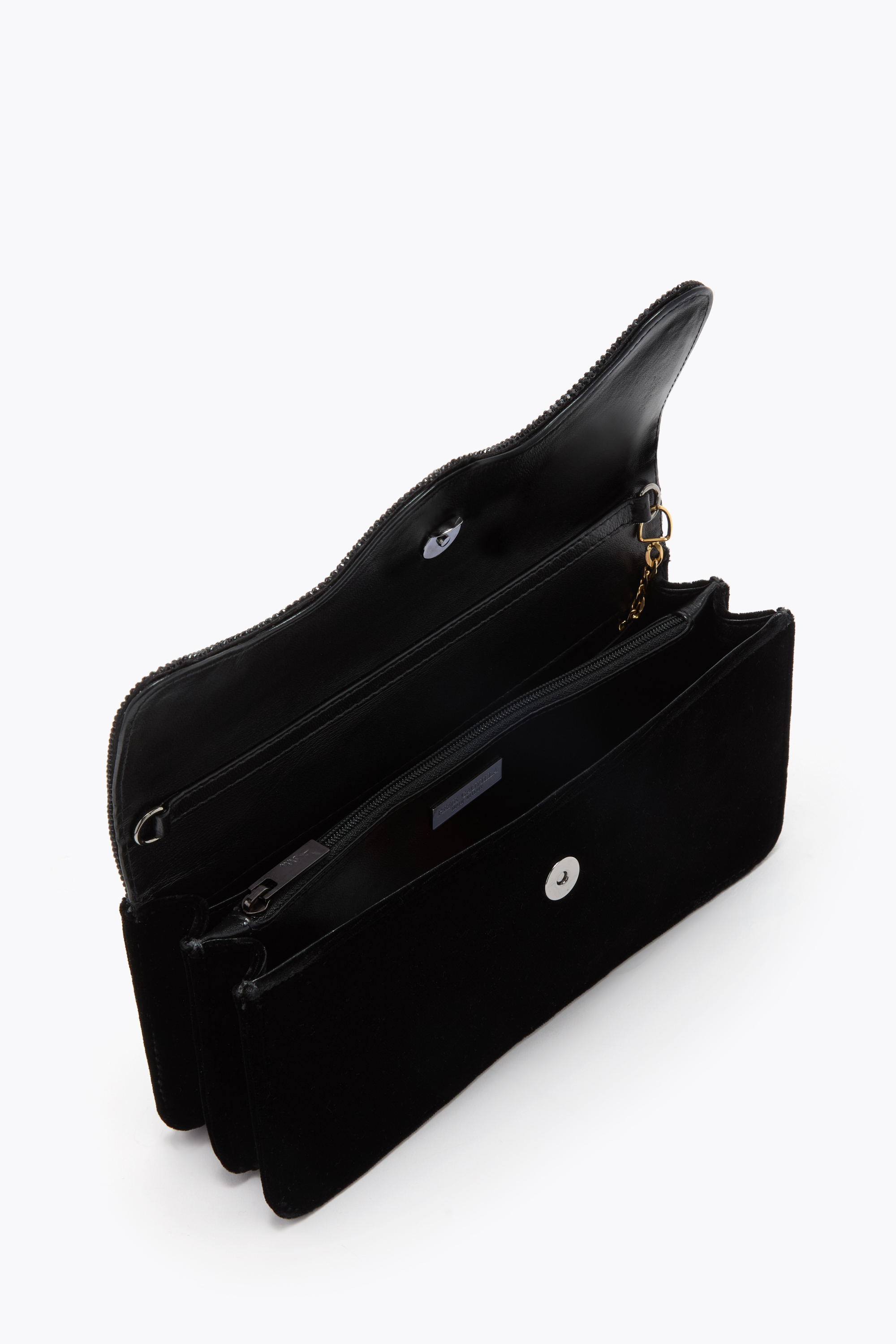 René Caovilla Onda Black Velvet Clutch In Black