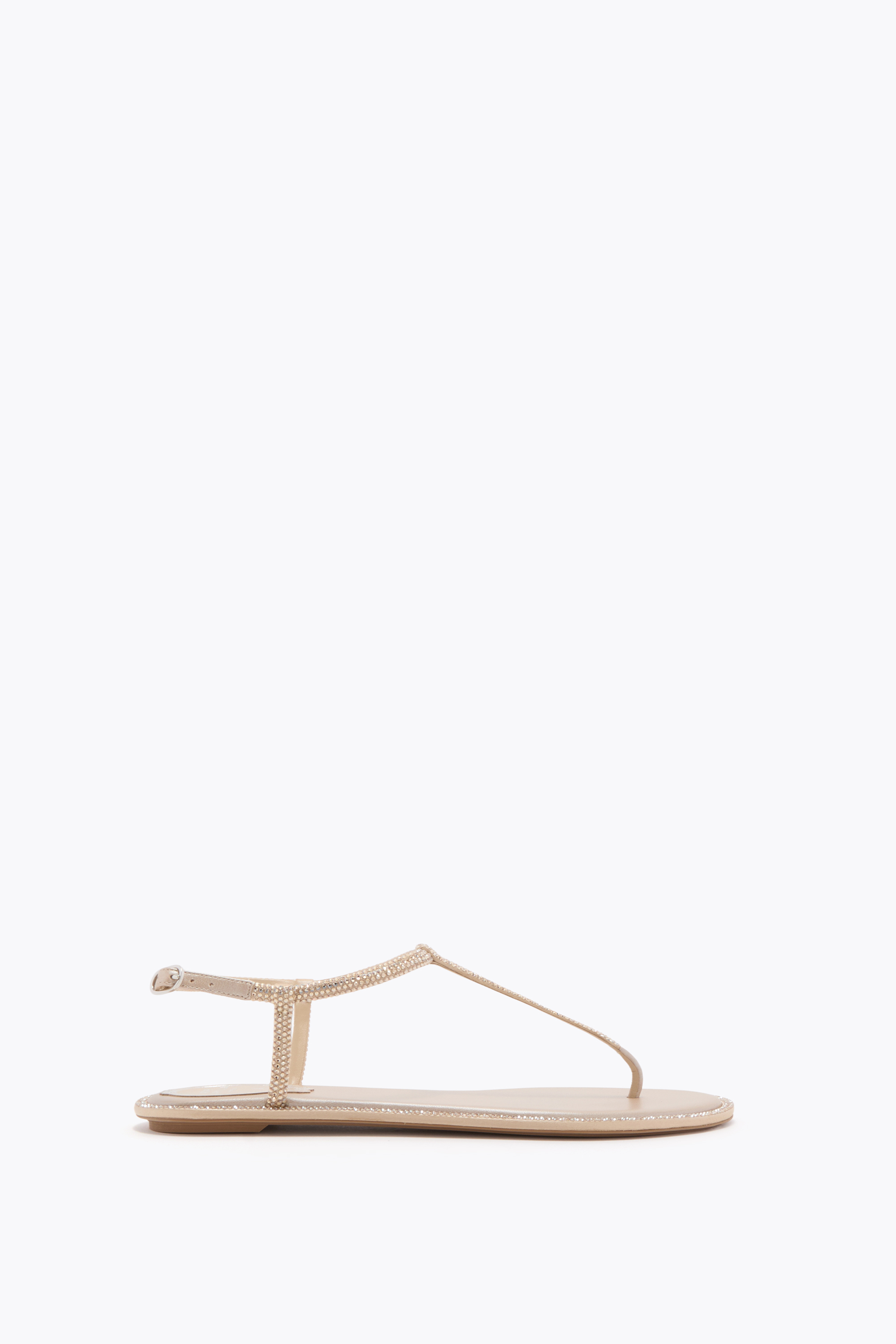 René Caovilla Rene Caovilla Diana 10 Crystal Flat Sandals In Neutral