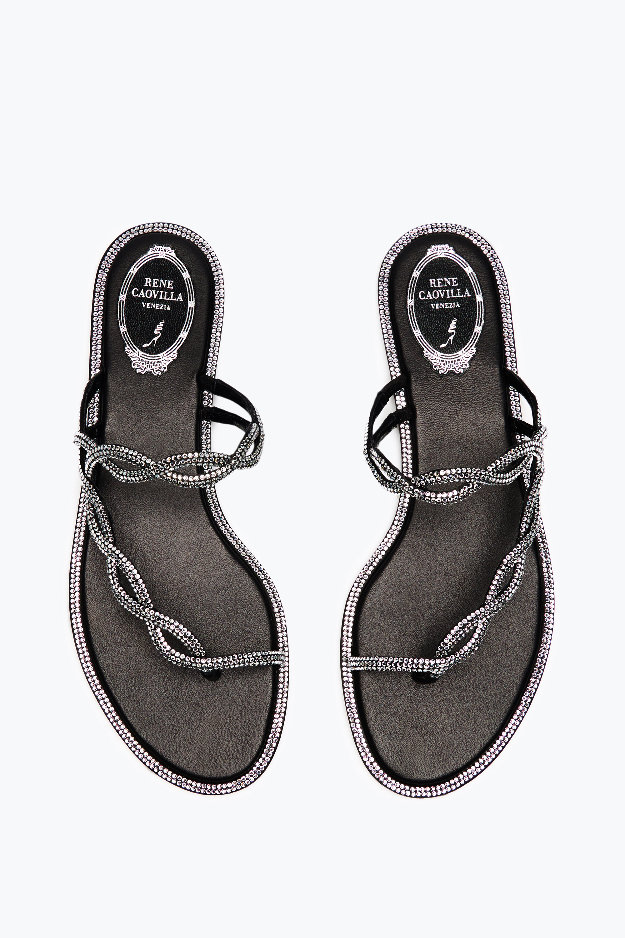 René Caovilla Rene Caovilla Black Flat Braid Sandal 10