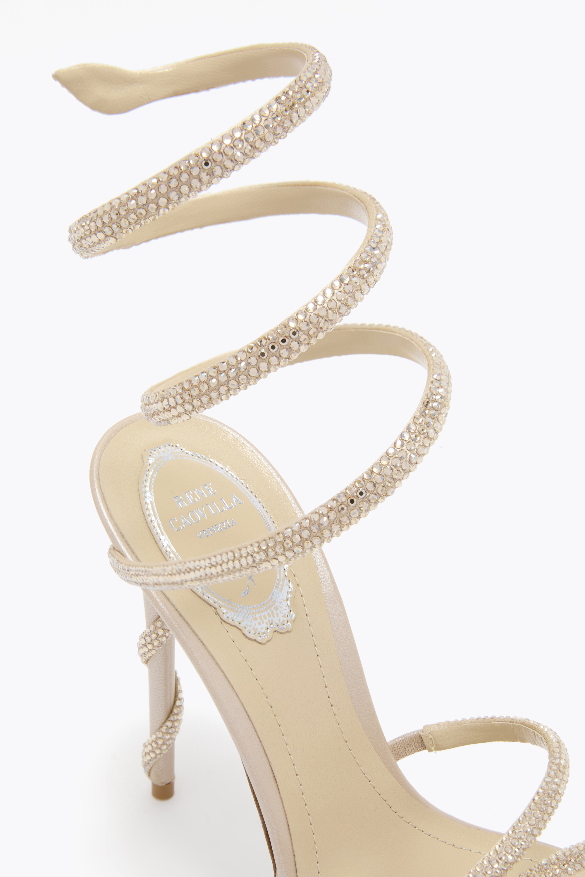 René Caovilla Margot Champagne Platform Sandal 120 In Gold