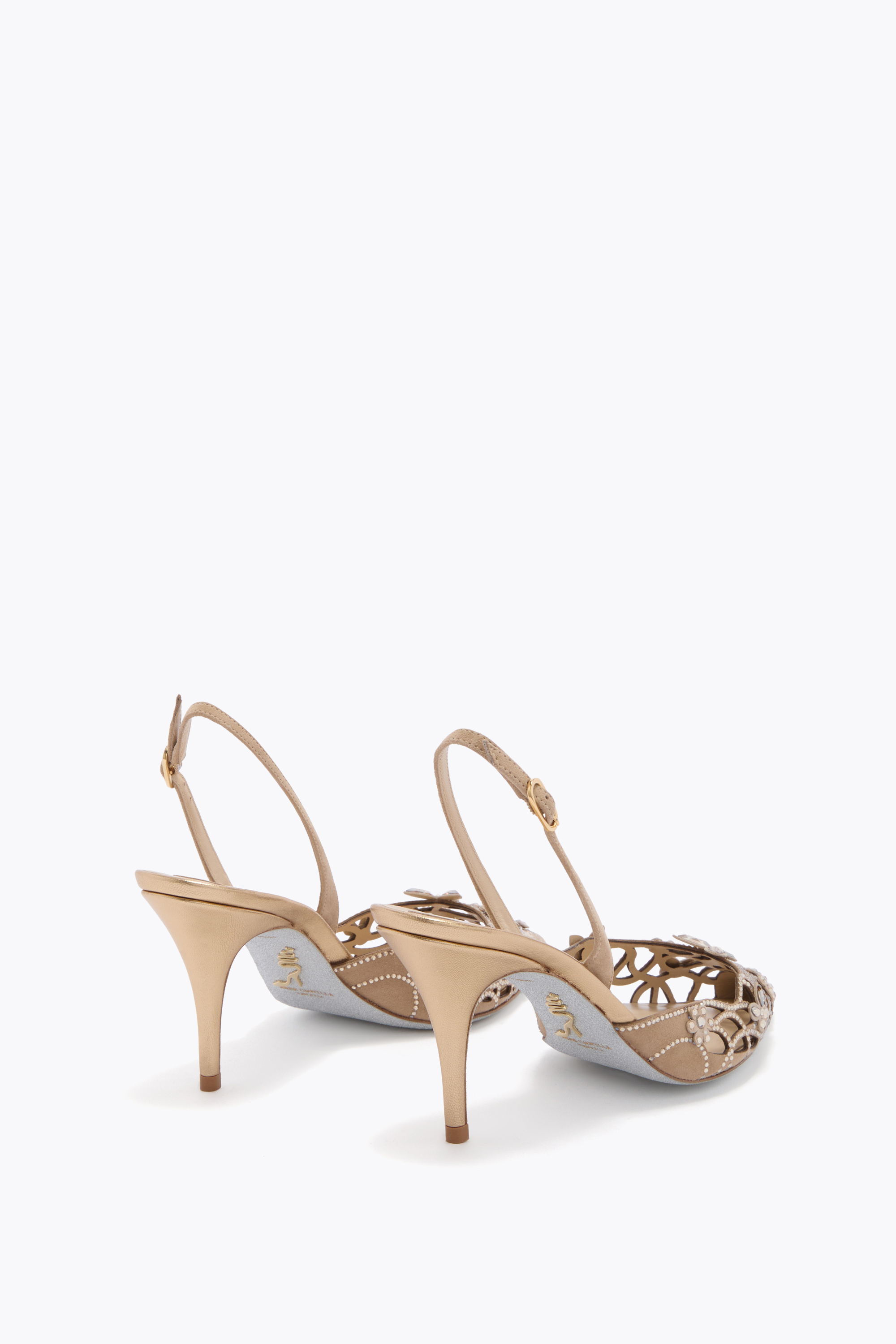  Ren&eacute; Caovilla Ren&eacute; Caovilla Eden Slingback 80 In Gold Frau  Gold 