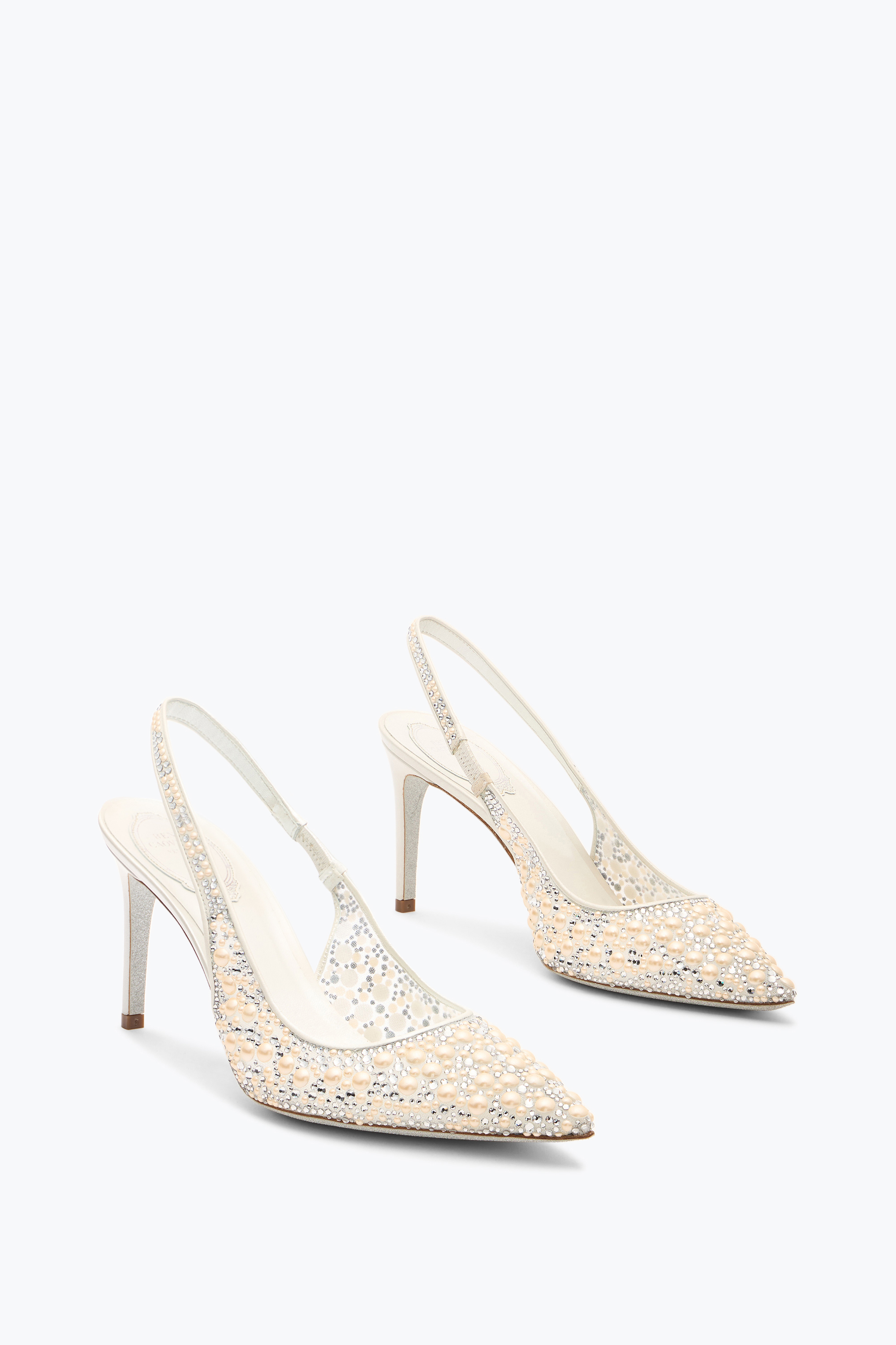  Ren&eacute; Caovilla Ren&eacute; Caovilla Pearl Slingback In Weiss 80 Frau  Weiss 
