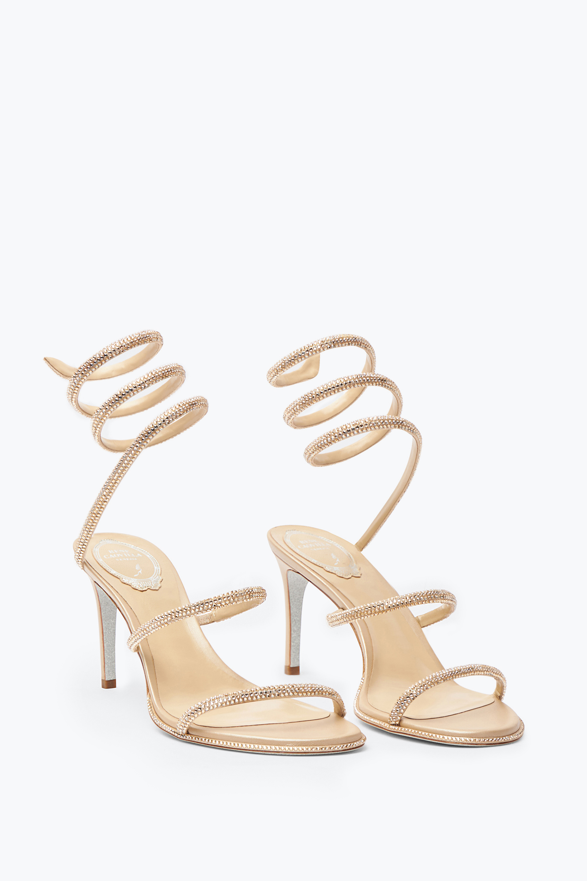 René Caovilla Rene Caovilla Womens Blush Cleo 80 Crystal-embellished Leather Heeled Sandals