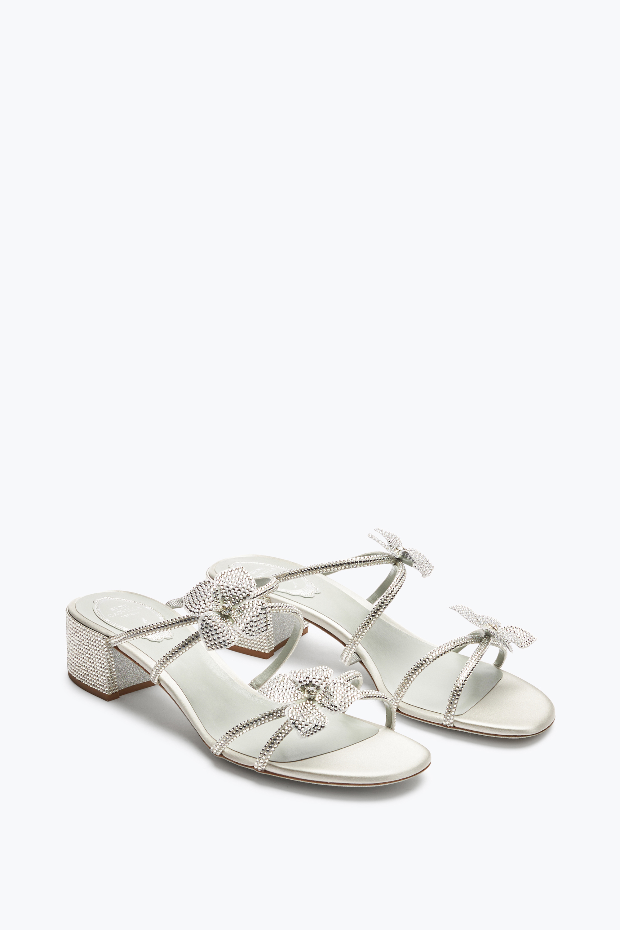  Ren&eacute; Caovilla Ren&eacute; Caovilla Cleo Slider Sandale In Silber Mit Blumen 40 Frau  Silber 