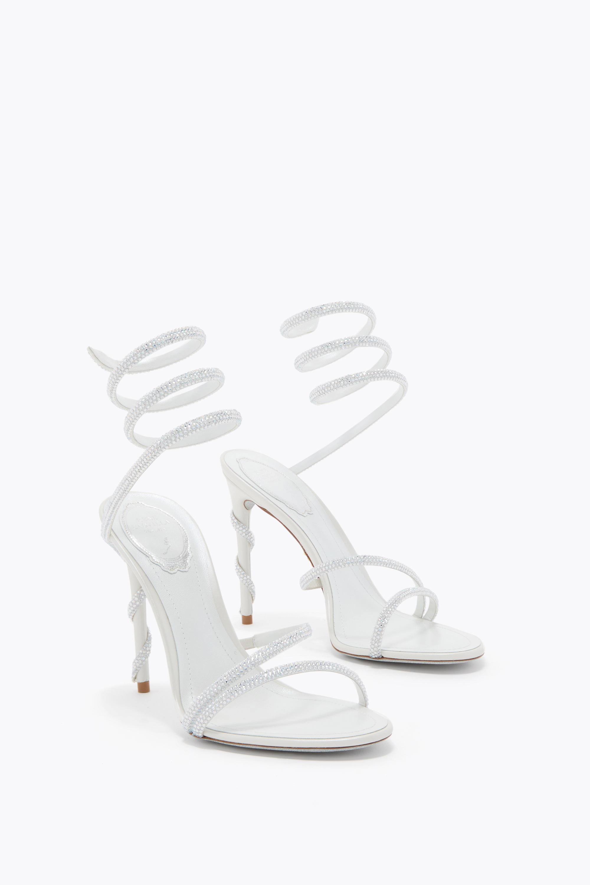 René Caovilla Margot Silver Sandal 105 In White