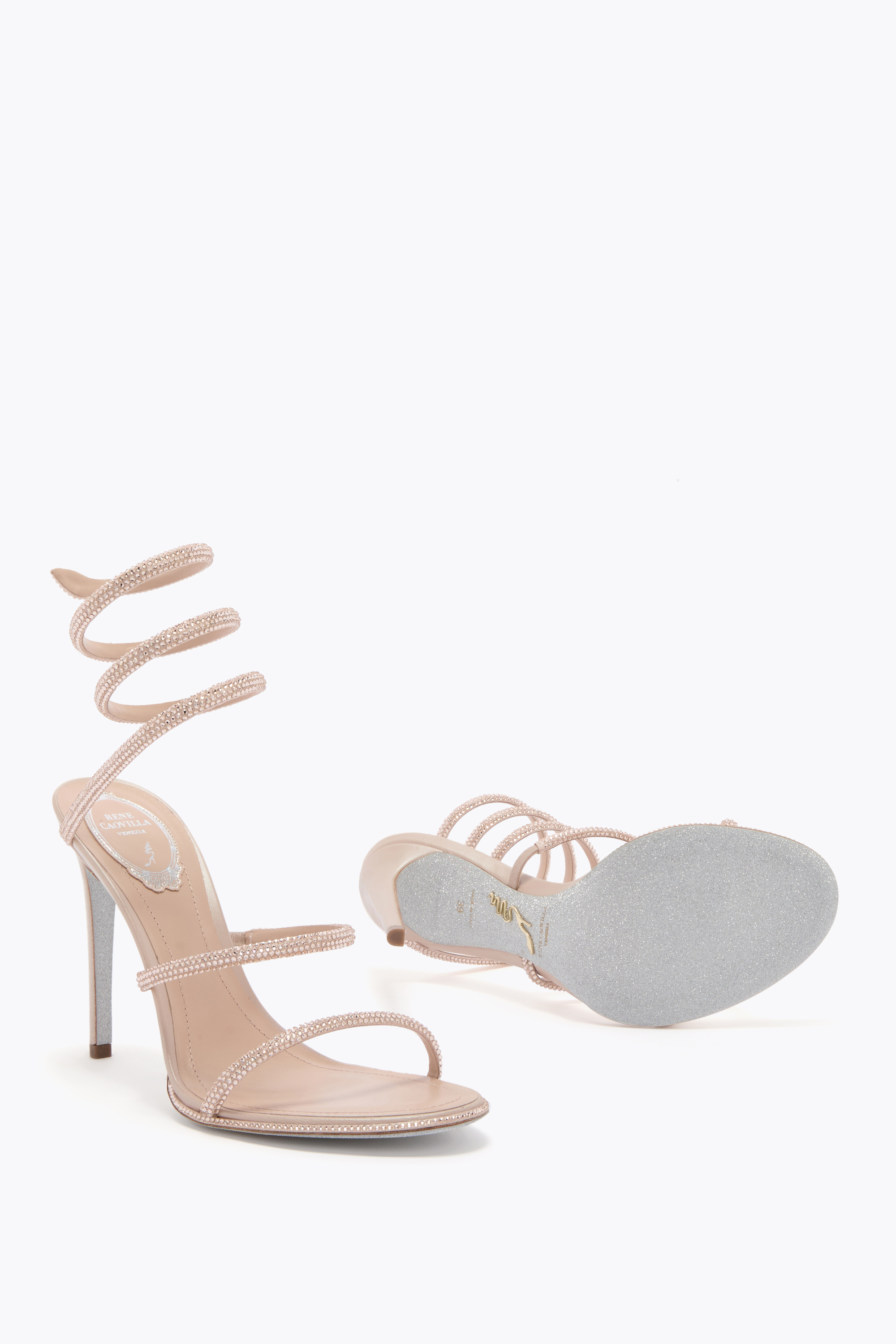 René Caovilla Rene Caovilla Womens Blush Cleo 80 Crystal-embellished Leather Heeled Sandals