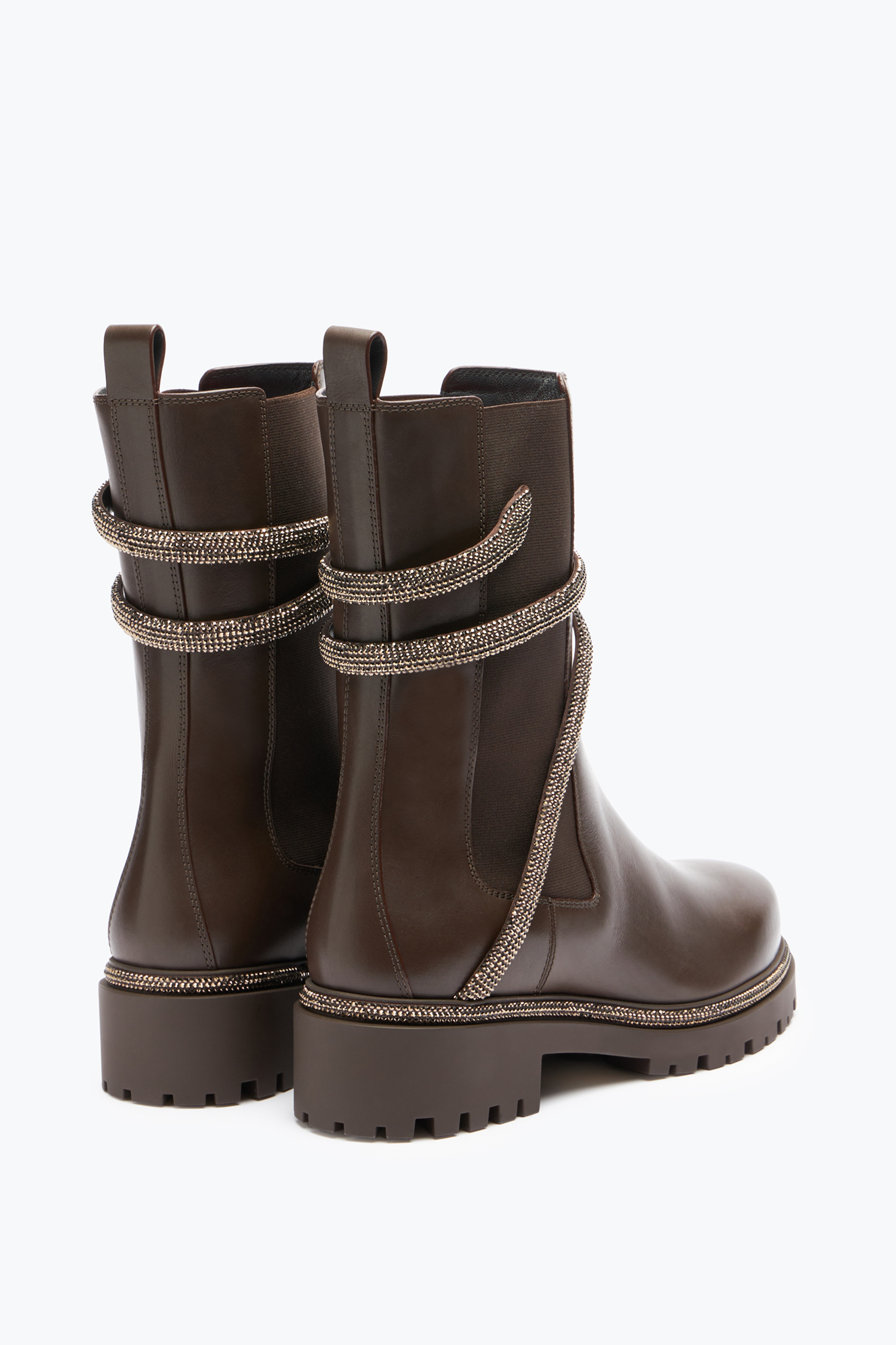  Ren&eacute; Caovilla Ren&eacute; Caovilla Cleo Crystal Chestnut Brown Bootie 25 Woman  Brown 