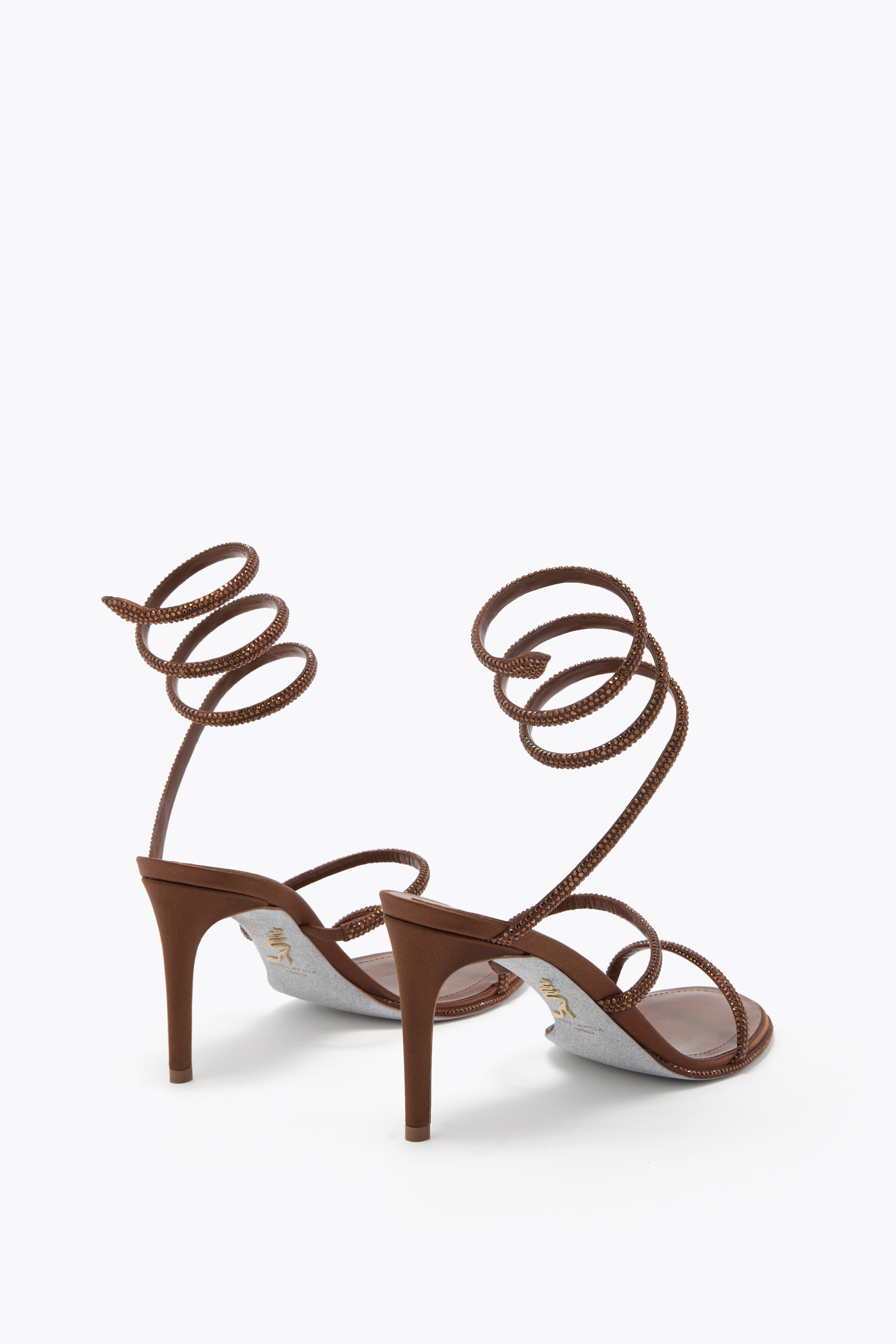 René Caovilla Womens Cleo Ii 105 Crystal-embellished Leather Heeled Sandals Brow In Brown