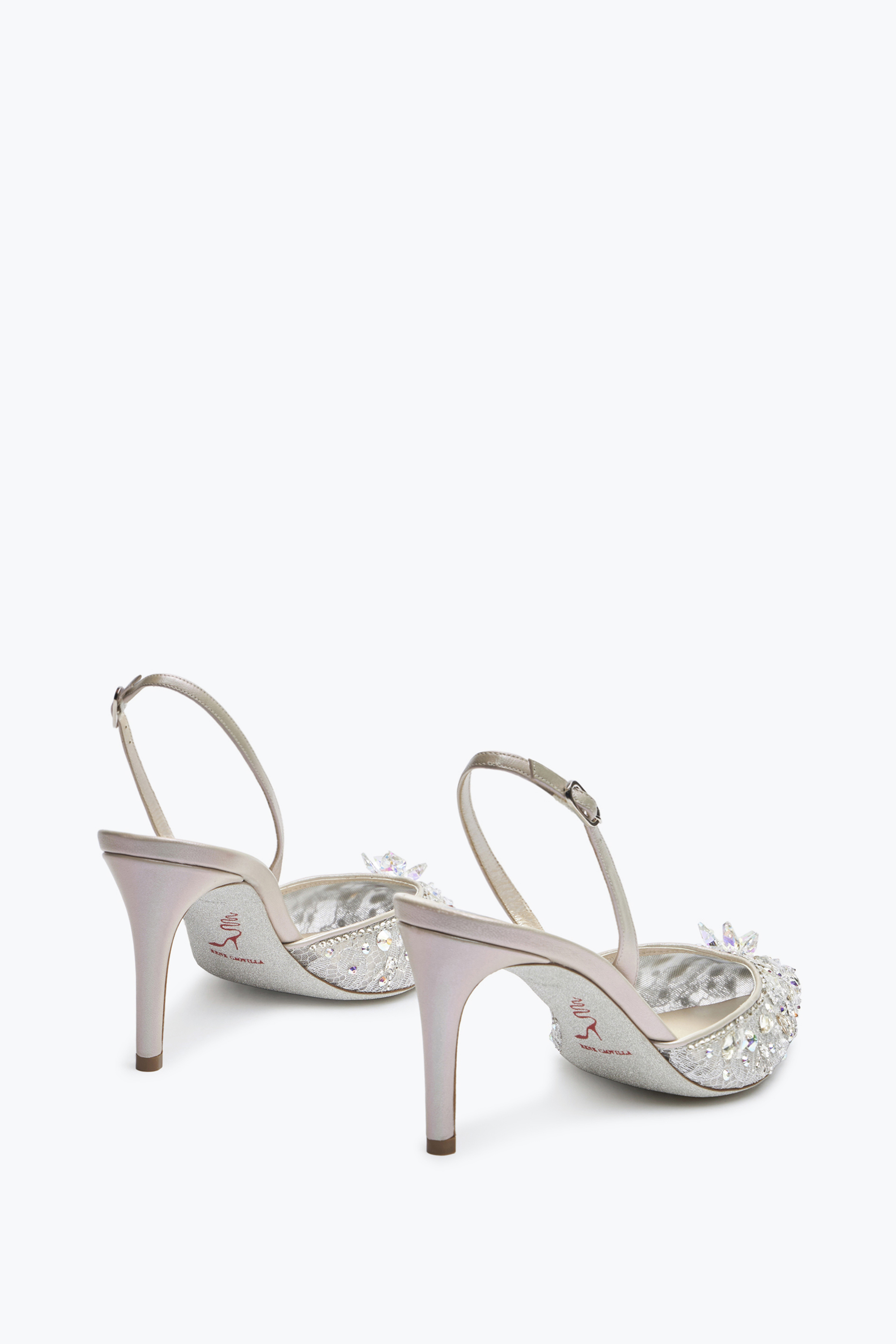  Ren&eacute; Caovilla Ren&eacute; Caovilla Silberfarbene Slingpumps Cinderella Frau  Silber 