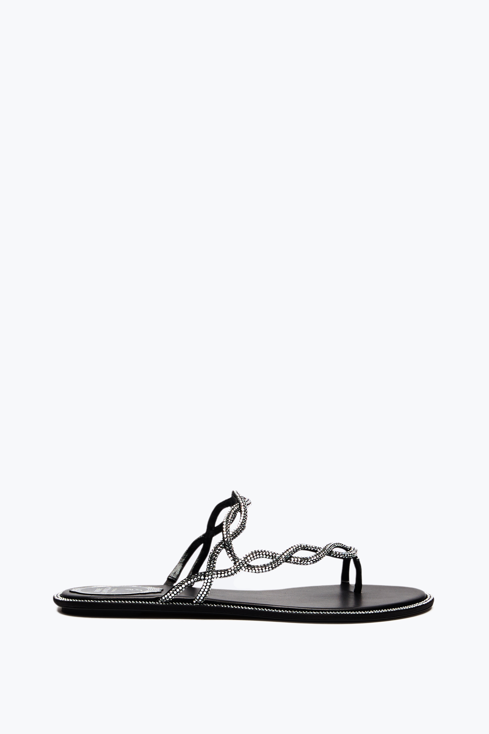 René Caovilla Rene Caovilla Black Flat Braid Sandal 10