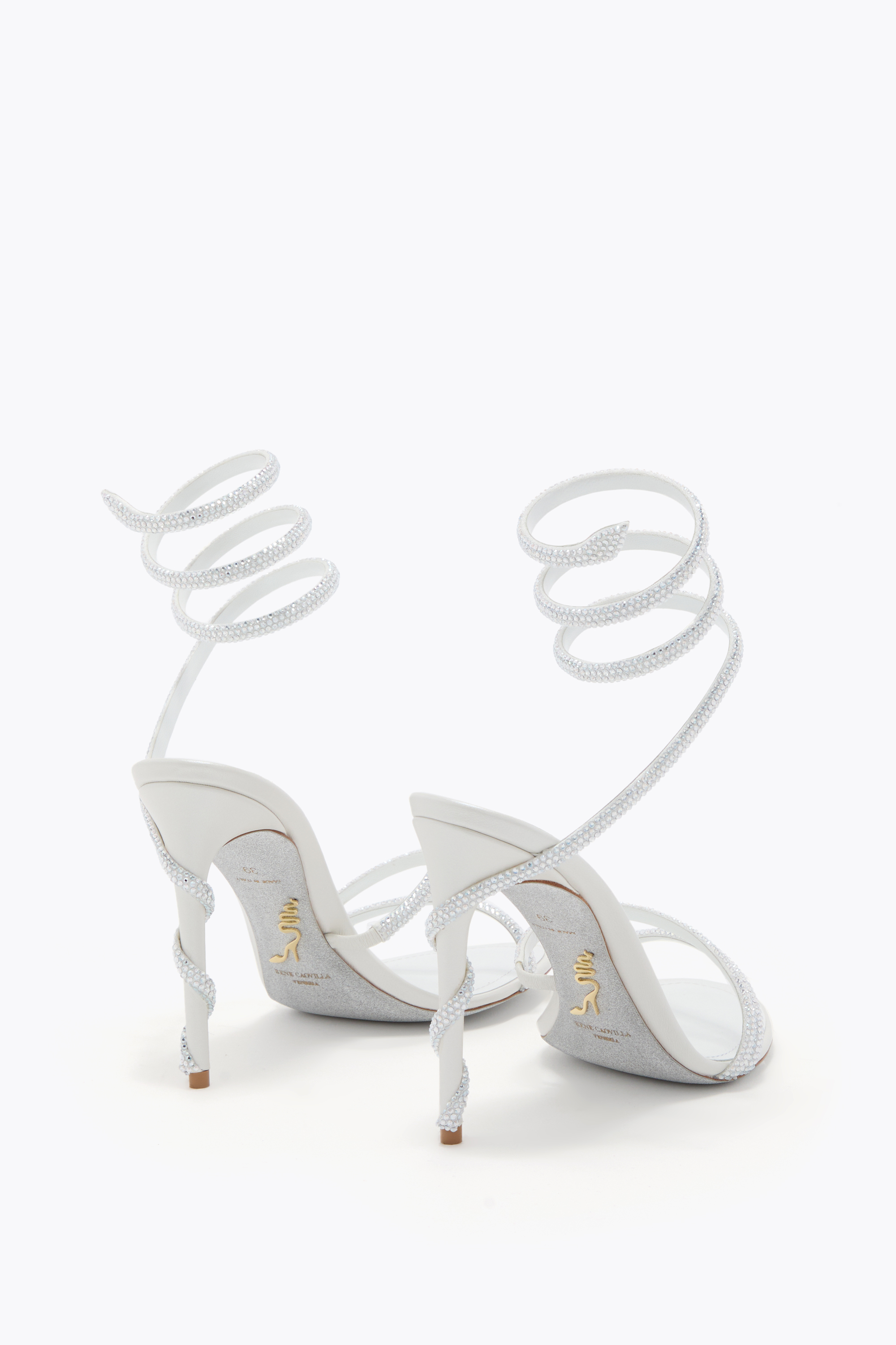 René Caovilla Margot Silver Sandal 105 In White
