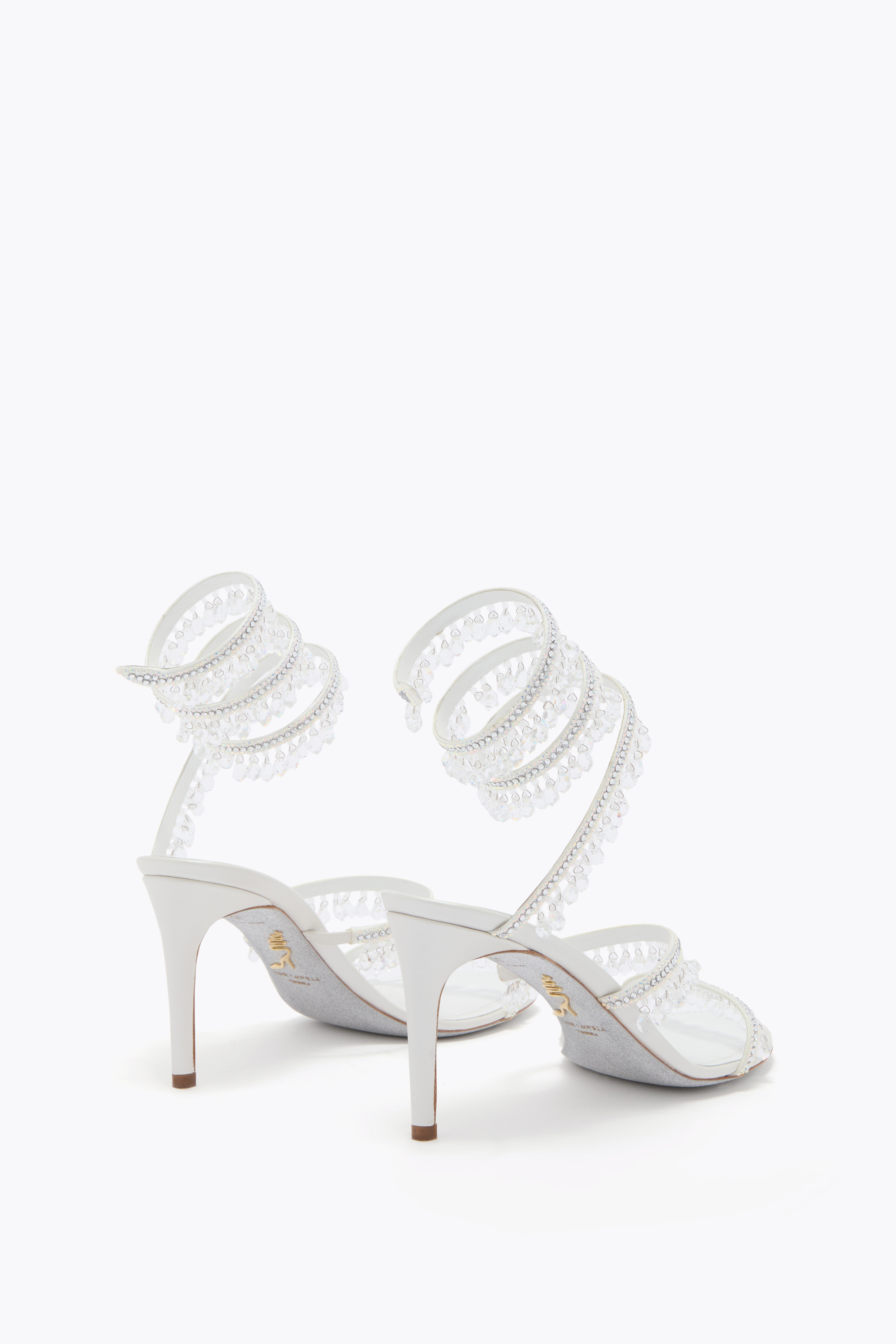 René Caovilla Chandelier White Sandal 80 In White