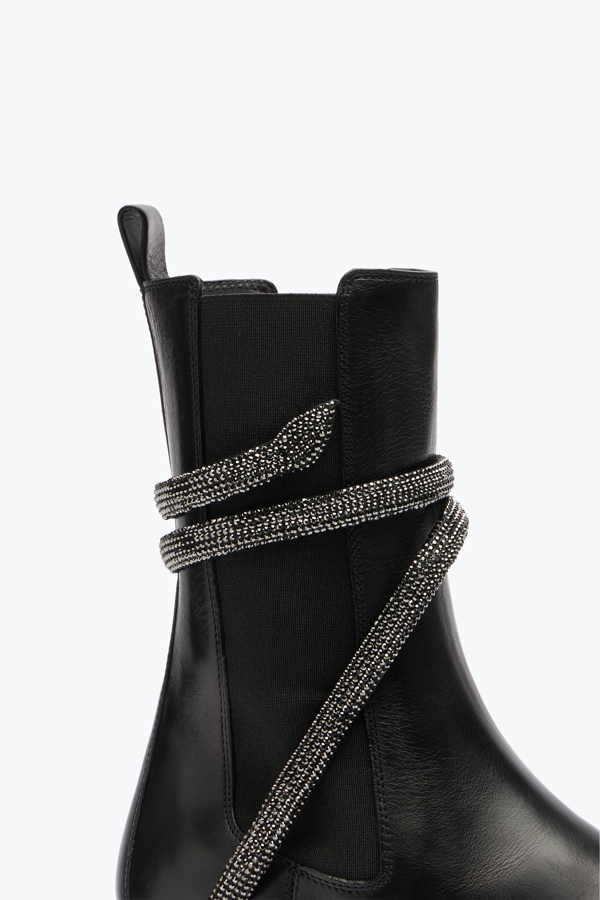René Caovilla Cleo 30 Crystal Leather Chelsea Boots - Women's - Leather In Black