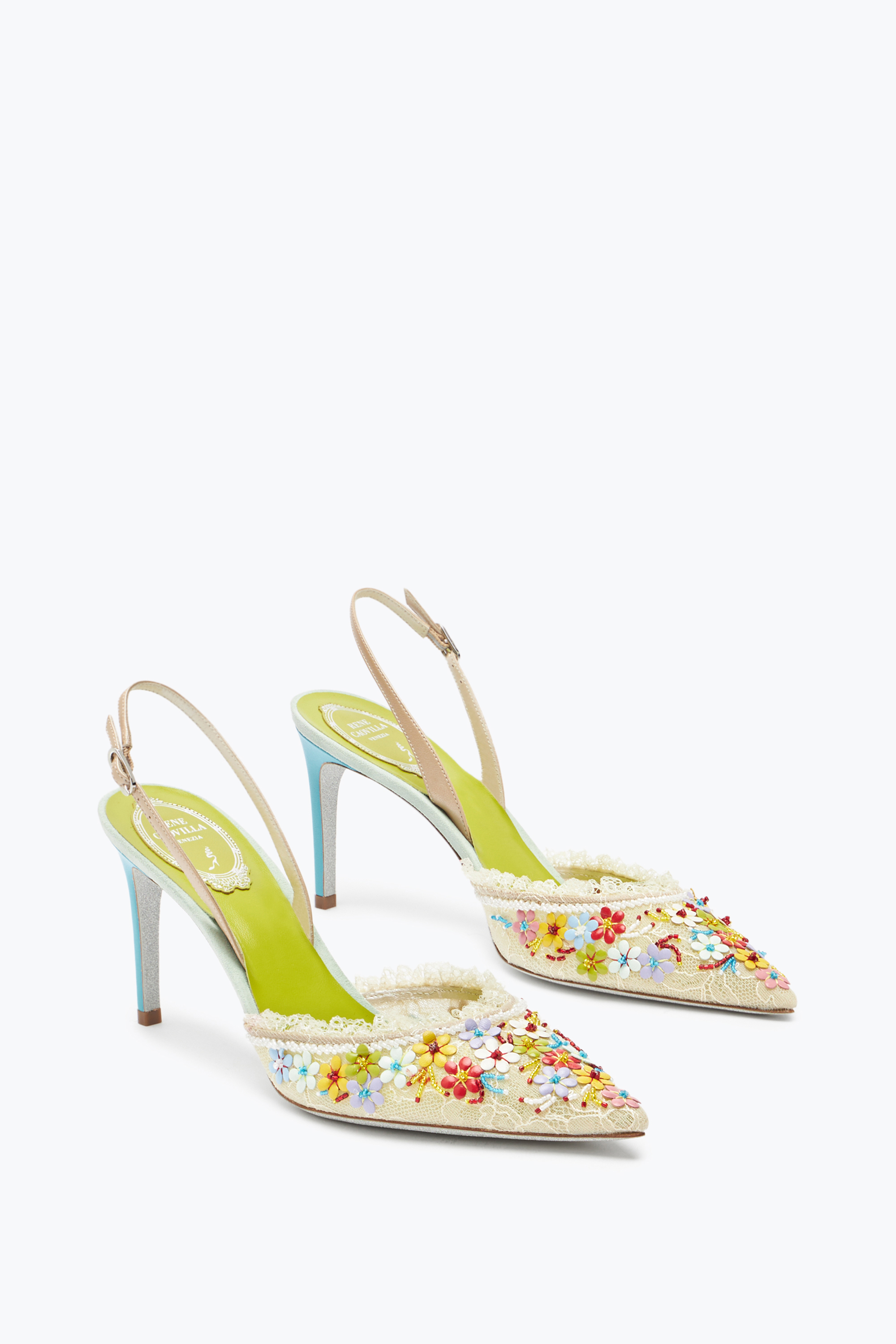  Ren&eacute; Caovilla Ren&eacute; Caovilla Bloom Slingback 80 Frau  Mehrfarbig 