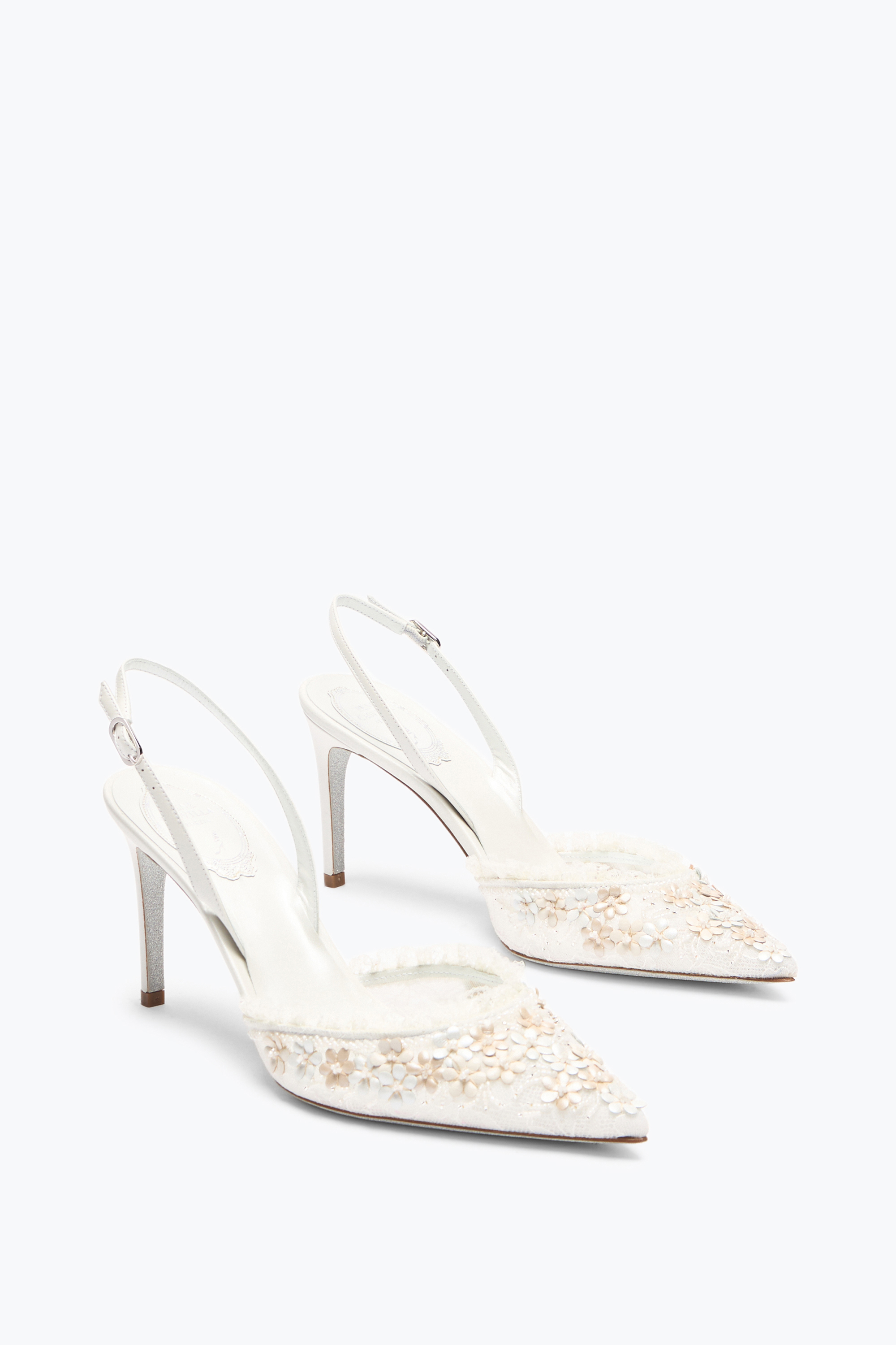  Ren&eacute; Caovilla Ren&eacute; Caovilla Bloom Slingback 80 In Weiss Frau  Weiss 