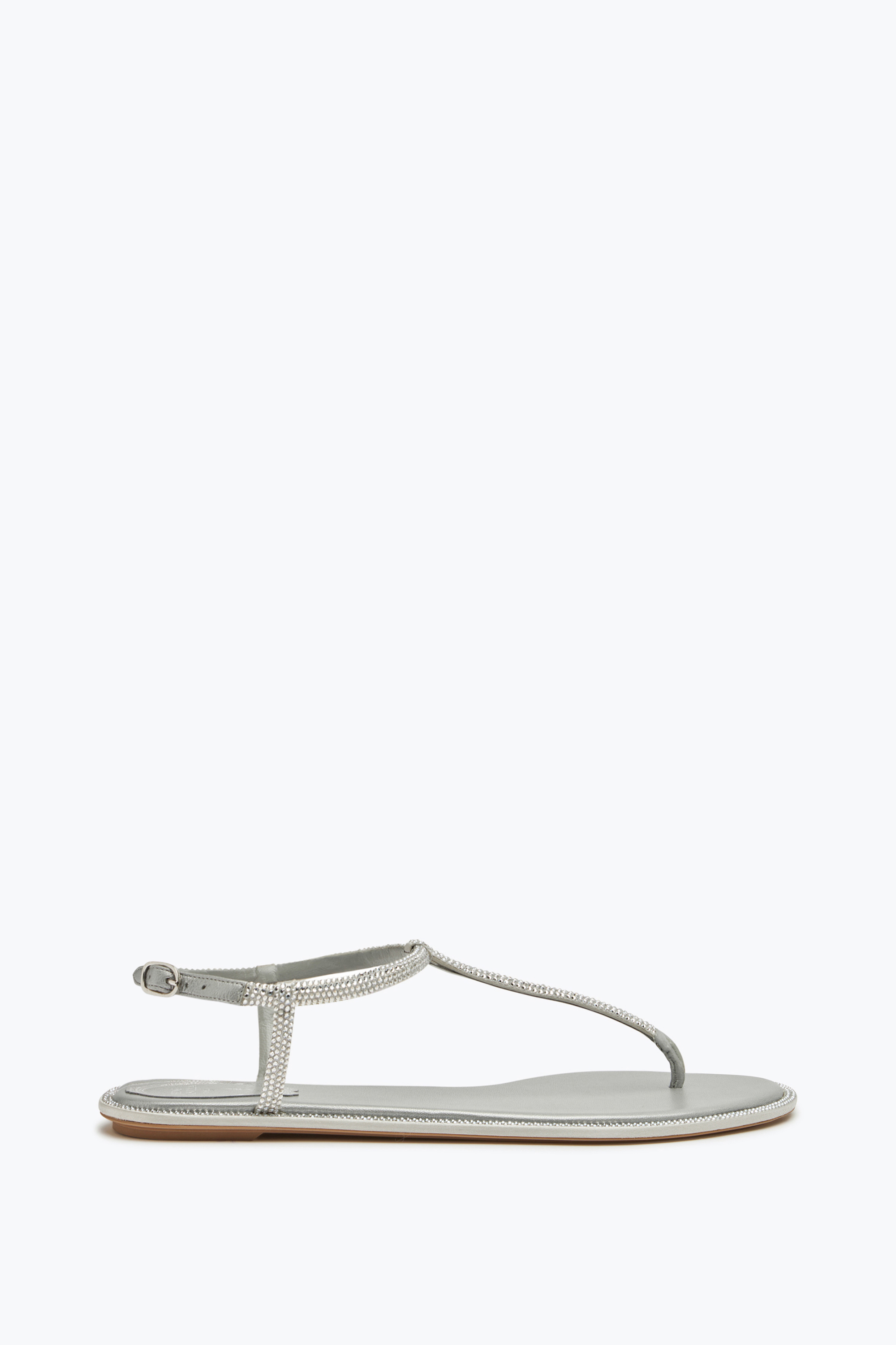 René Caovilla Strass T-strap Thong Sandals In Metallic