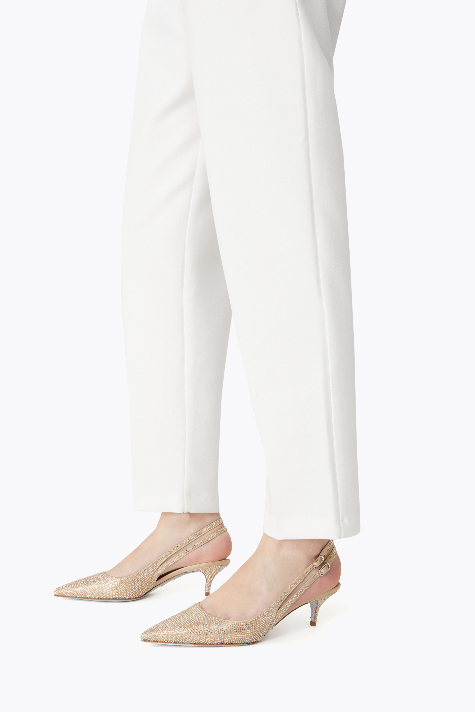 René Caovilla Olivia Embellished Satin Slingback Pumps In Gold