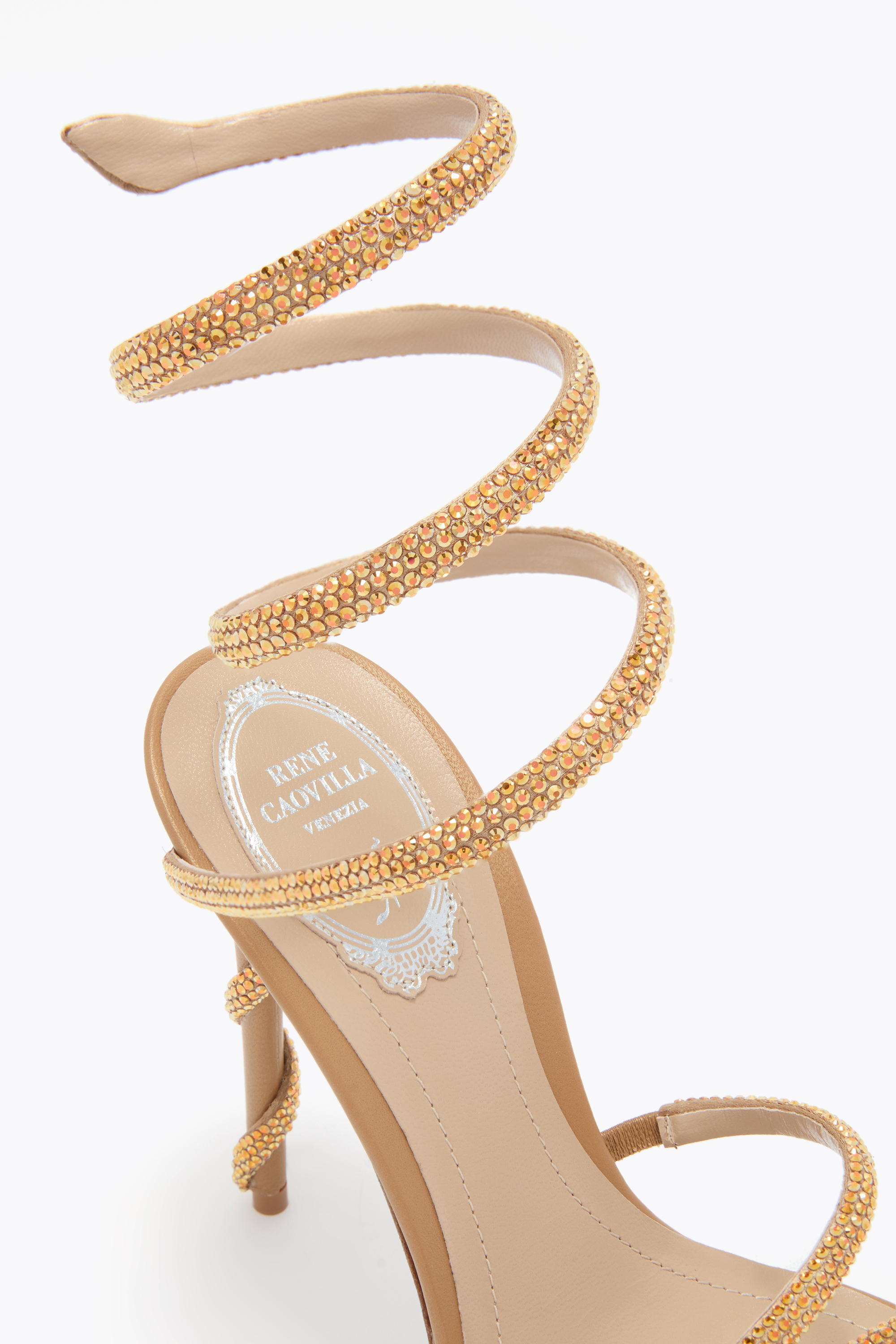 René Caovilla Margot Honey Platform Sandal 120 In Brown