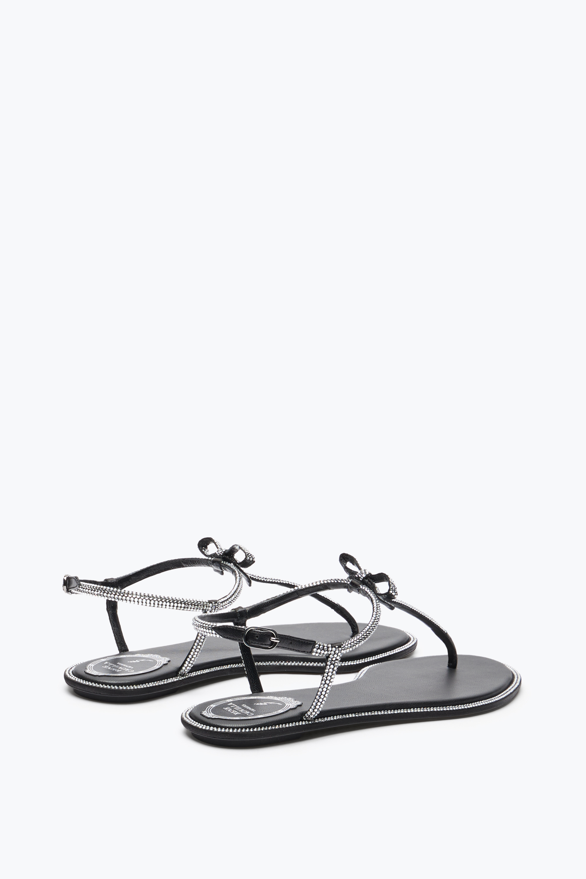 René Caovilla Satin Leather Sandals Bow Detail In R001v065