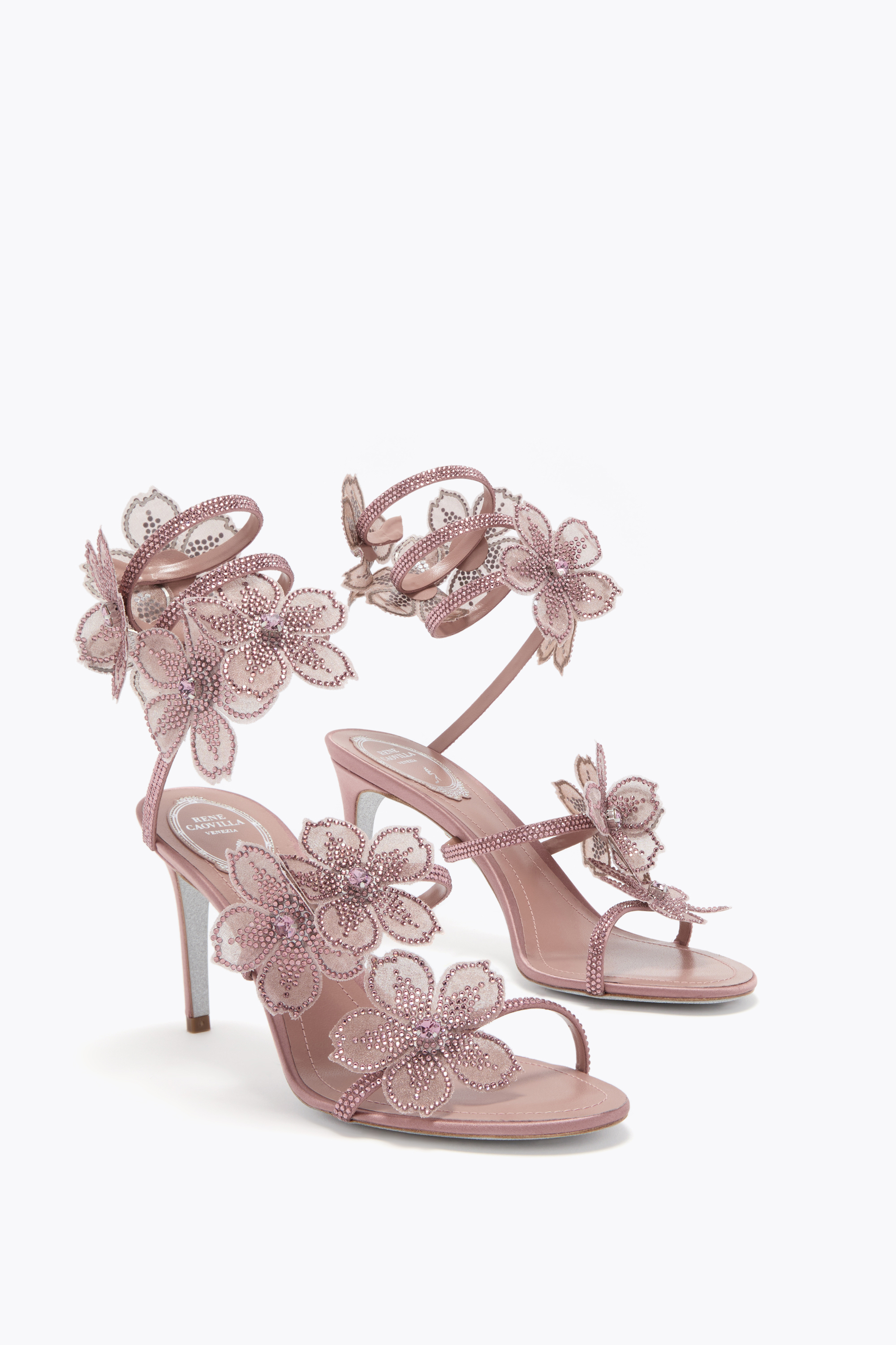  Ren&eacute; Caovilla Ren&eacute; Caovilla Peach Flower Sandale In Rosérosa 80 Frau  Zartrosa 